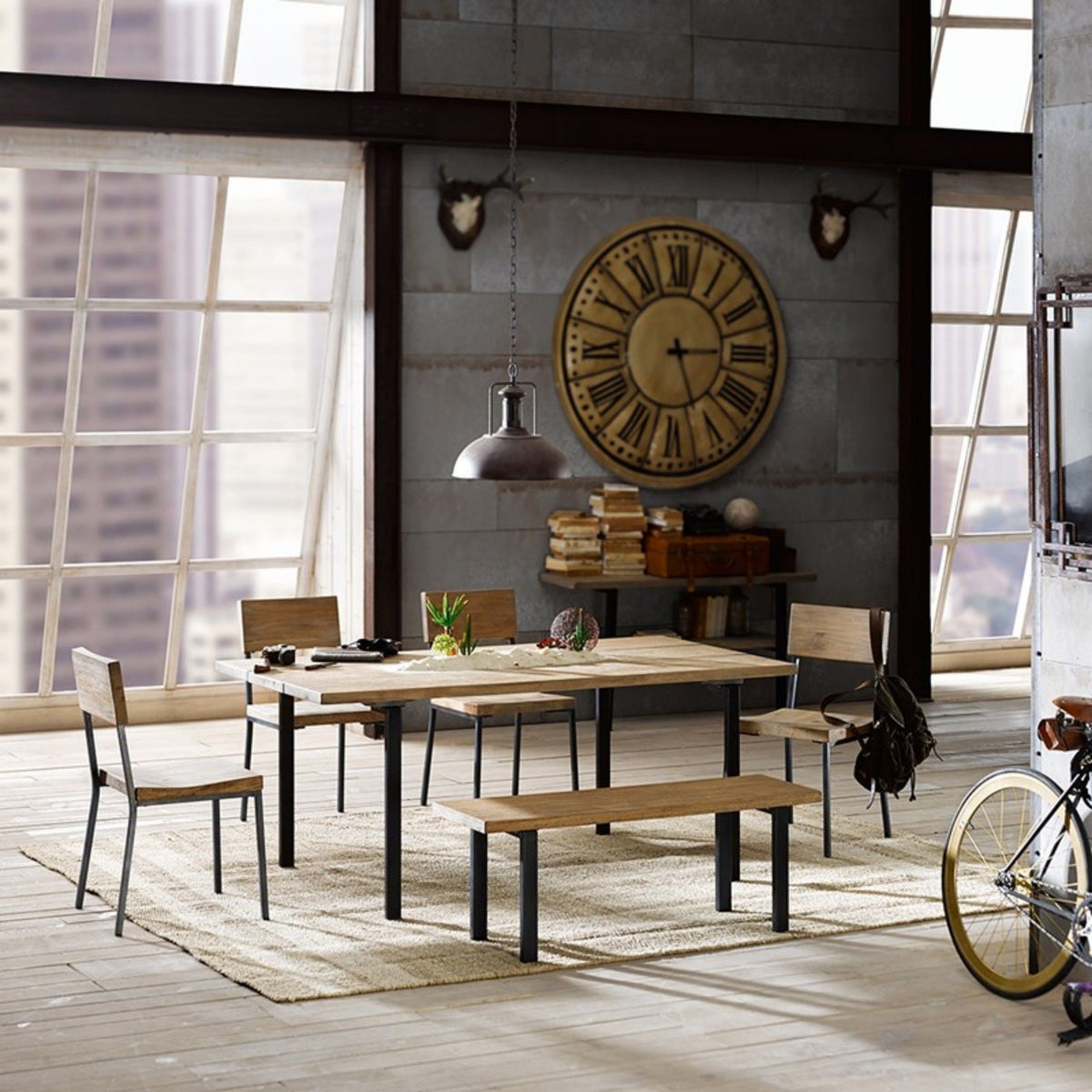 Tacoma Dining Chair Set with Solid Hardwood & Metal Construction - Gray