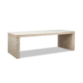 Geometric Waterfall Dining Table with Sculptural Base - White