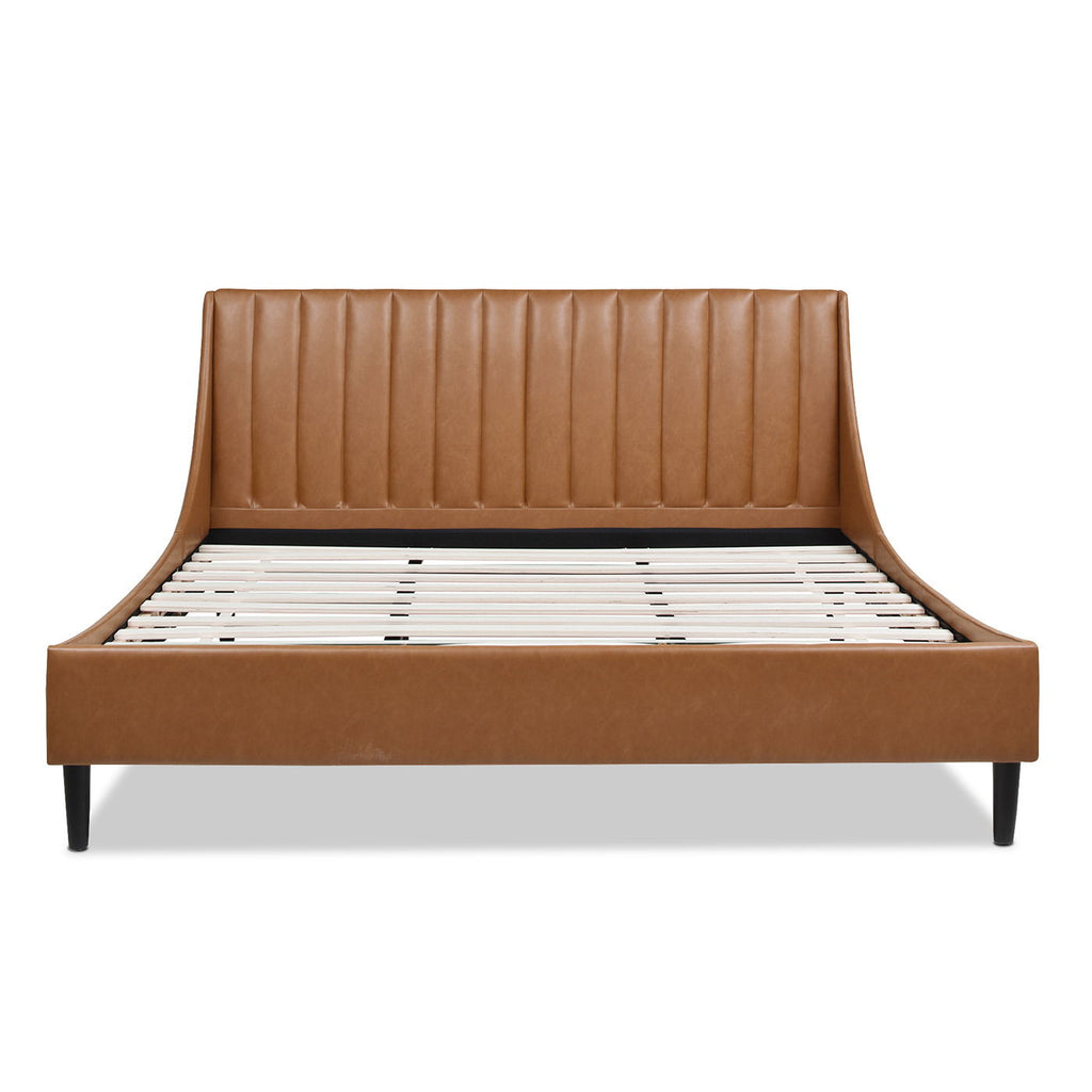 Vertical Tufted Modern Headboard Platform Bed Set with Upholstered Finish - Multiple Colors