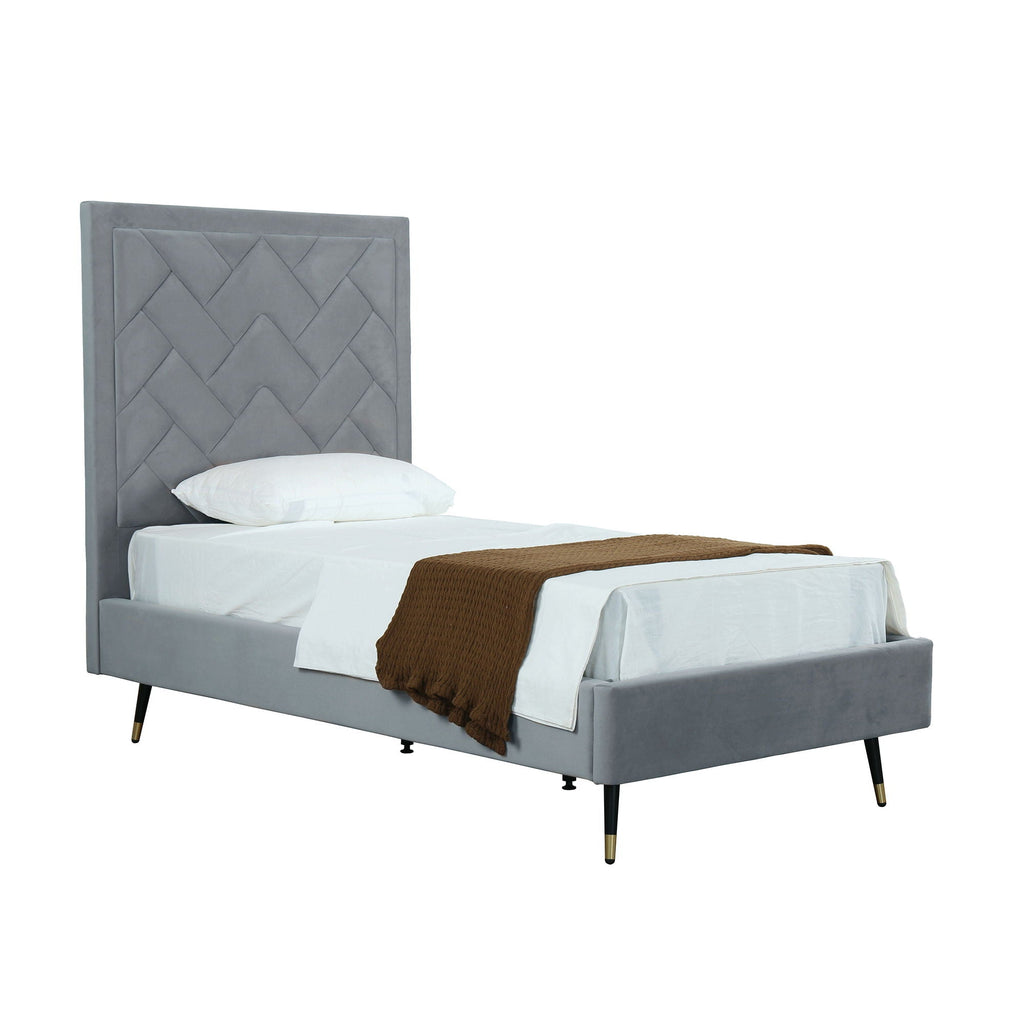 Upholstered Bed with Headboard and Slats - Multiple Colors
