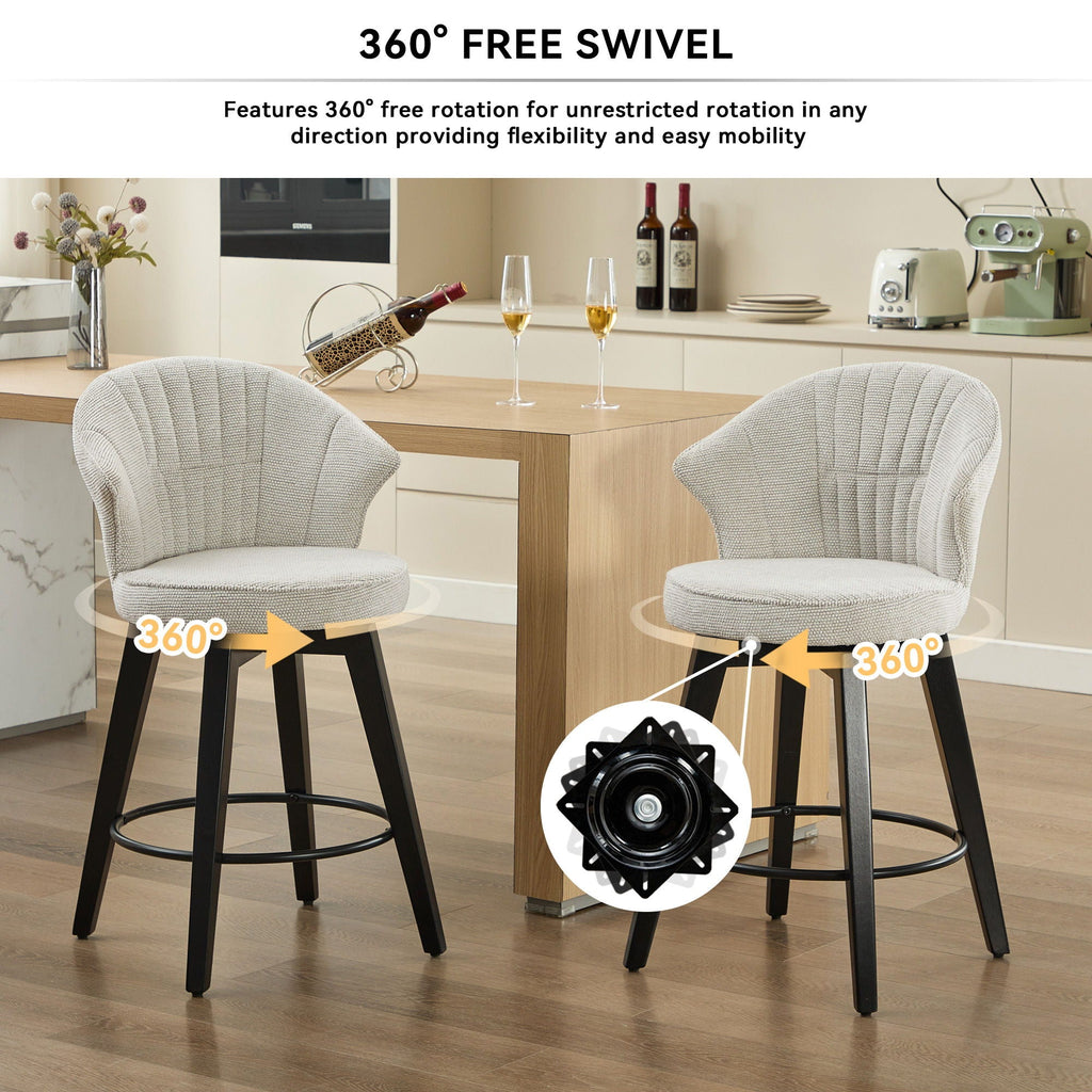 Wing Back Swivel Bar Stools with Adjustable Leveling Feet - Dark Gray or White