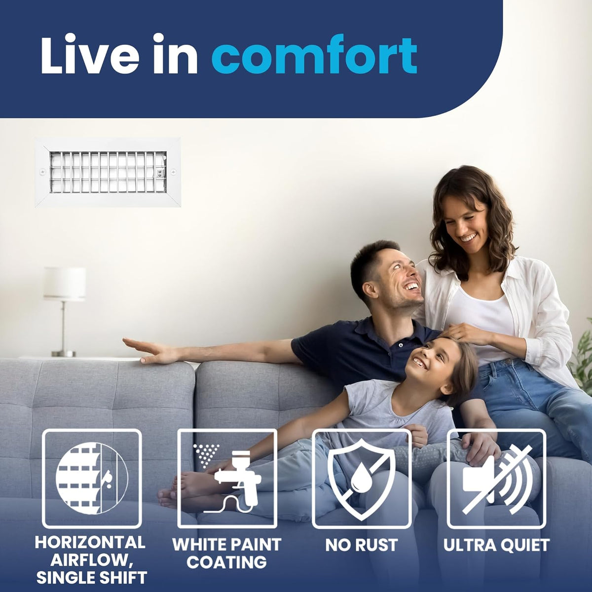 Adjustable Aluminum HVAC Vent Cover with Efficient Airflow Control - Silver