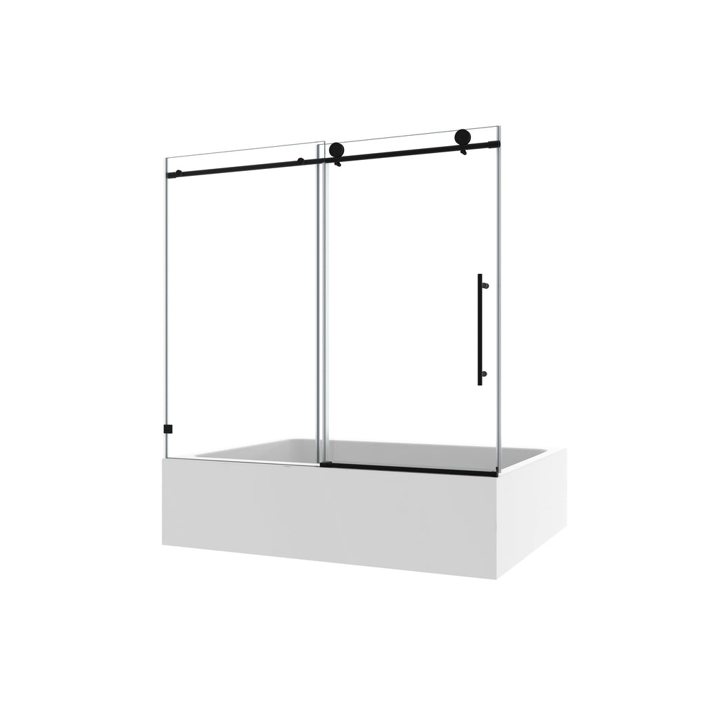 6063 Matte Tempered Glass Shower Door with Soft-Closing - Matte Black