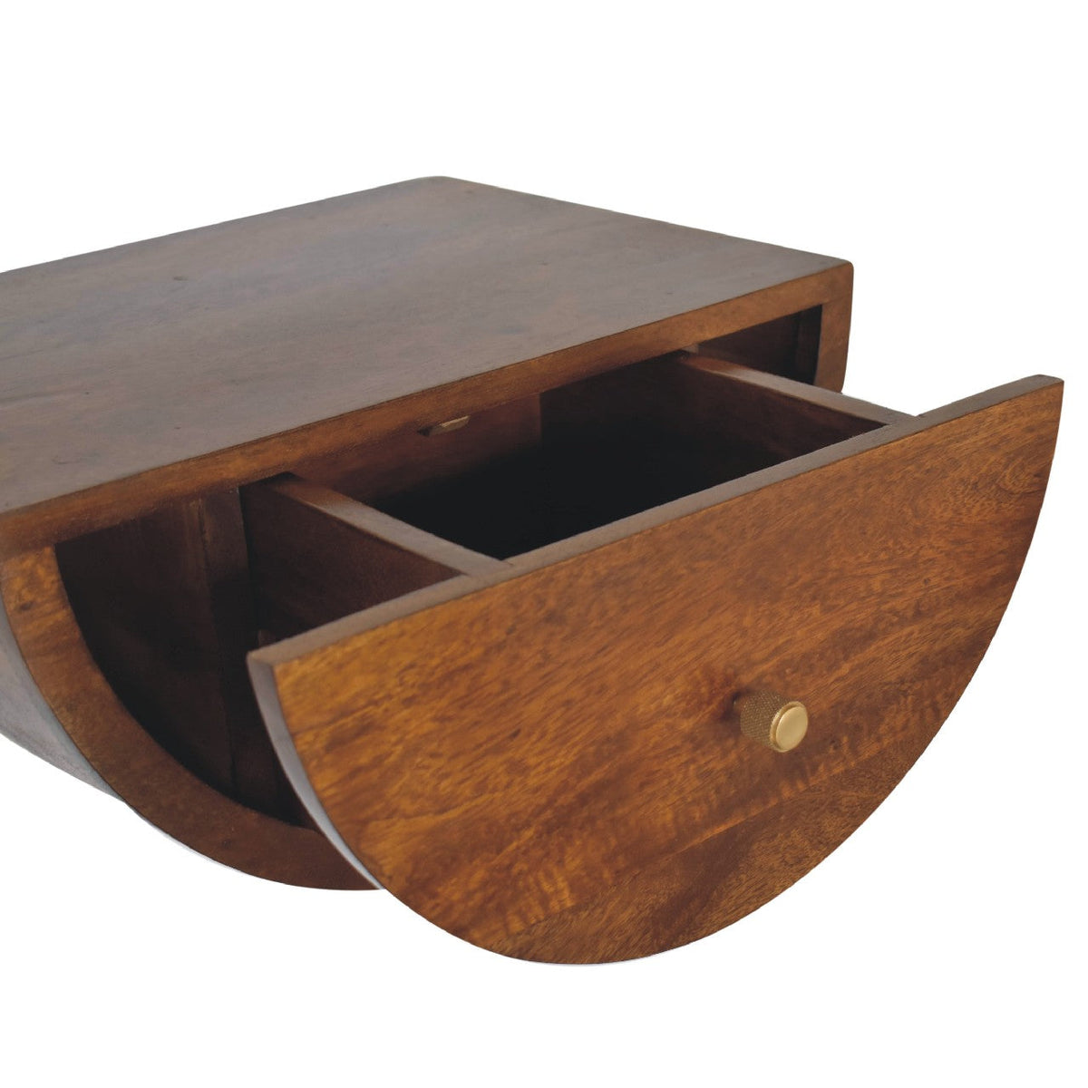 Solid Wood Crescent Floating Nightstand with Drawer - Chestnut