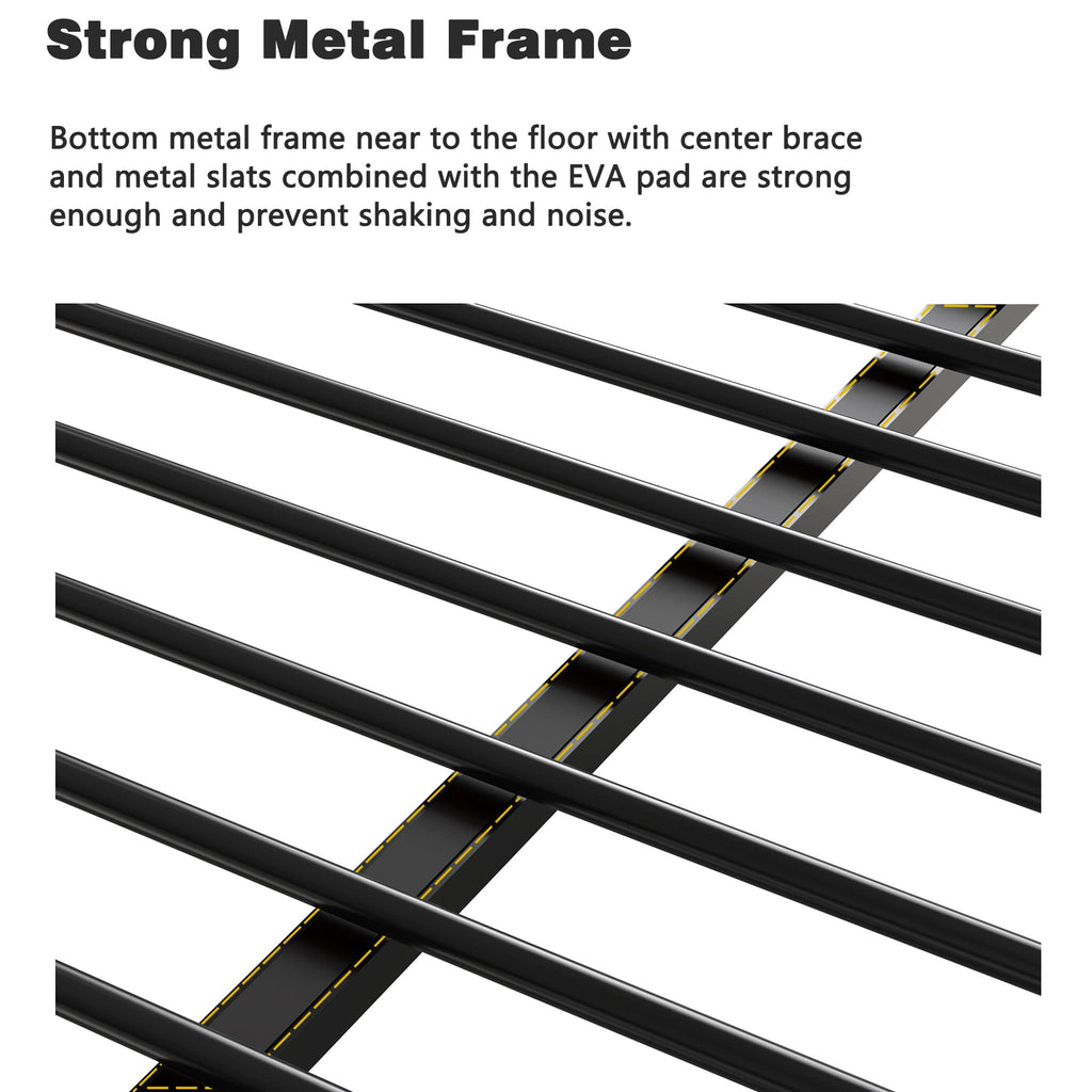 Metal Bunk Bed with Guardrails – Black