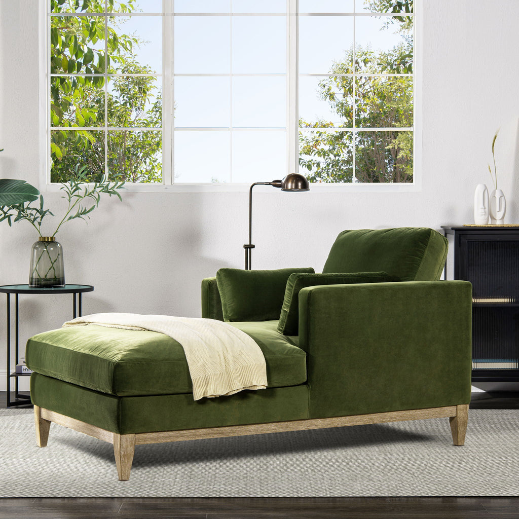 Modern Farmhouse Chaise Lounge Chair with Removable Cushions - Choice of Color