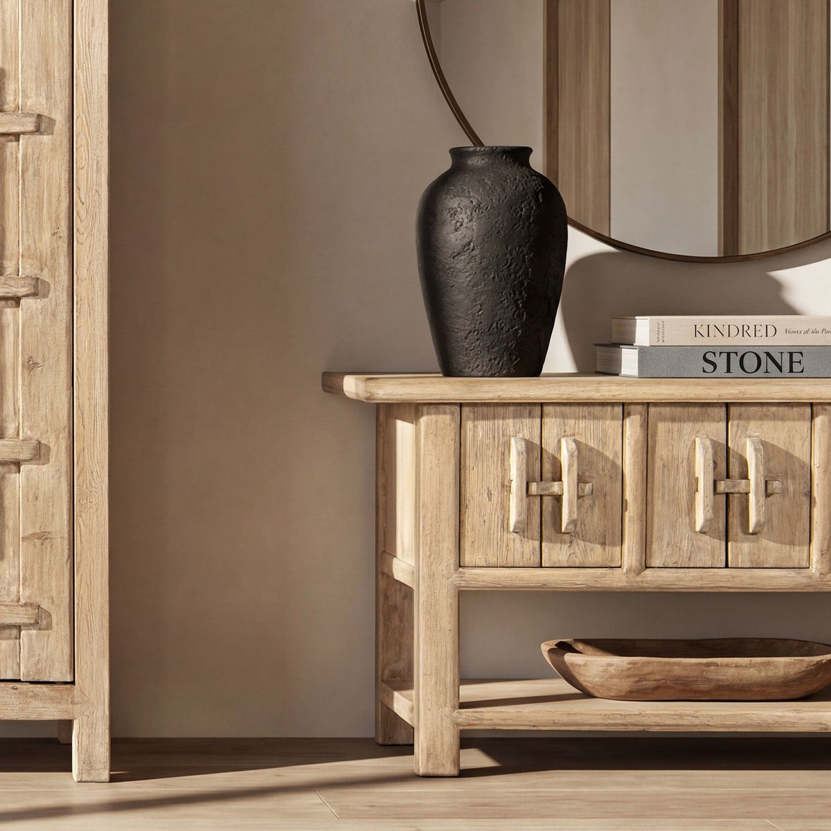 Reclaimed Pine Sideboard with Lower Shelf - Natural