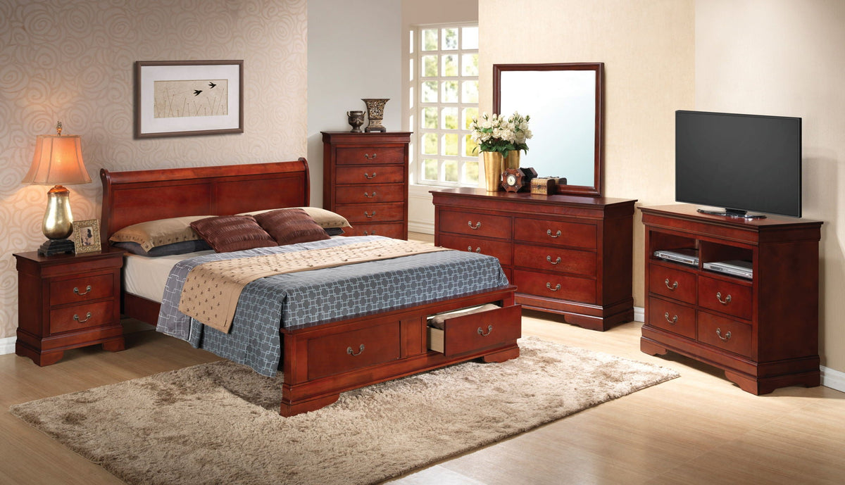 Upholstered Panel Sleigh Storage Bed with Dove Tail Drawers - Multiple Colors