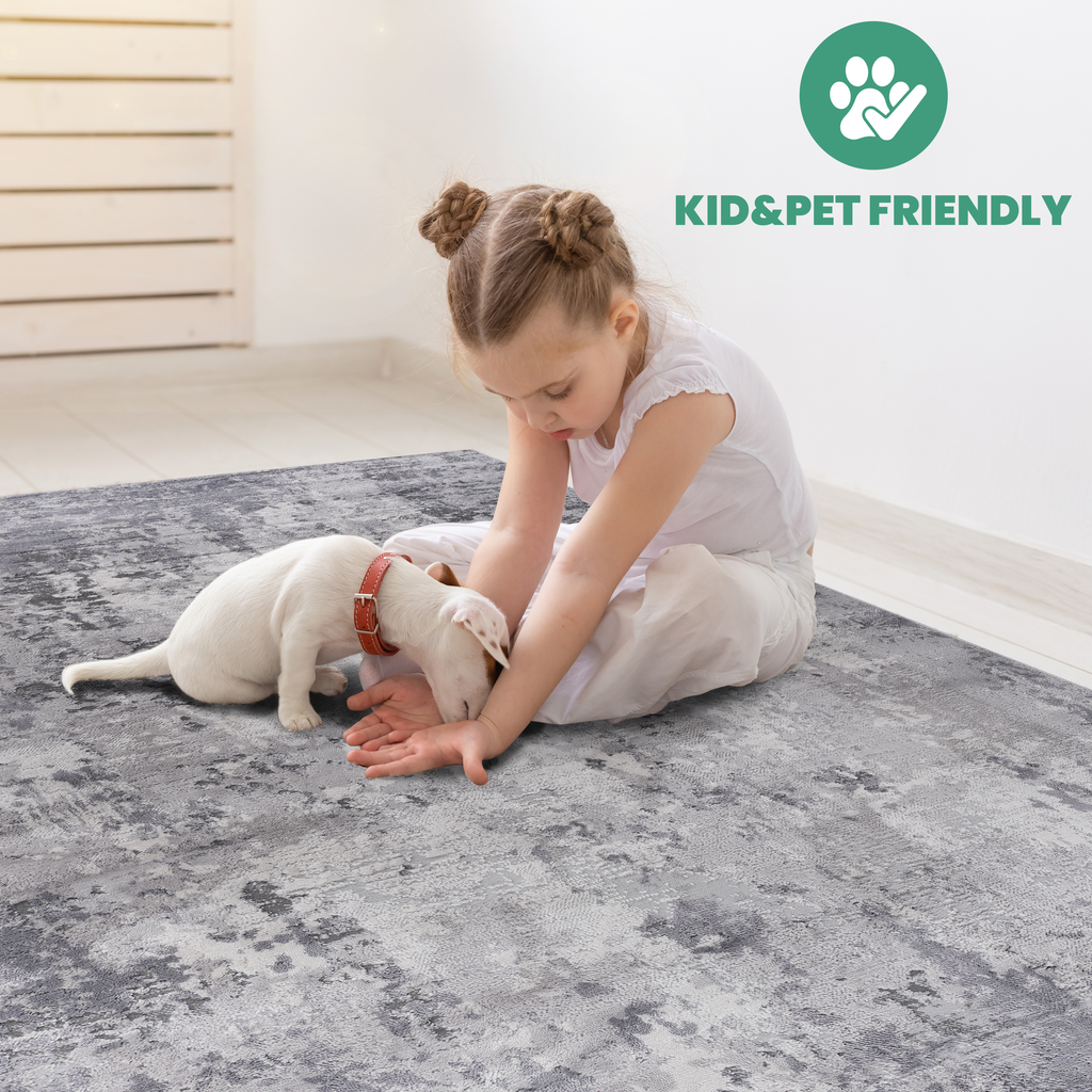 MARFI Collection 6.7x9 Light Rug with Durable Polyester - Light