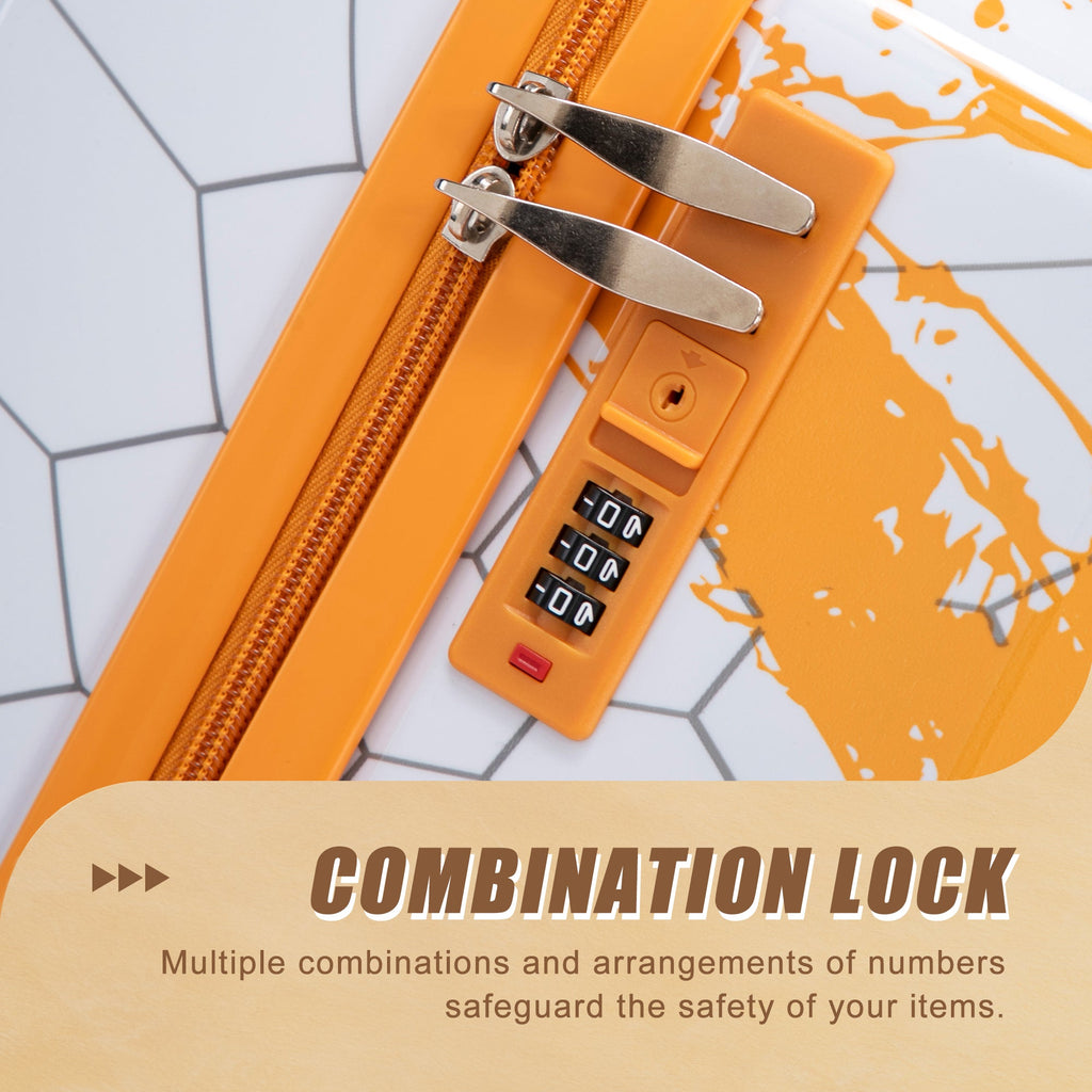 28 Inch PC Spinner Wheel Luggage with Combination Lock - Orange