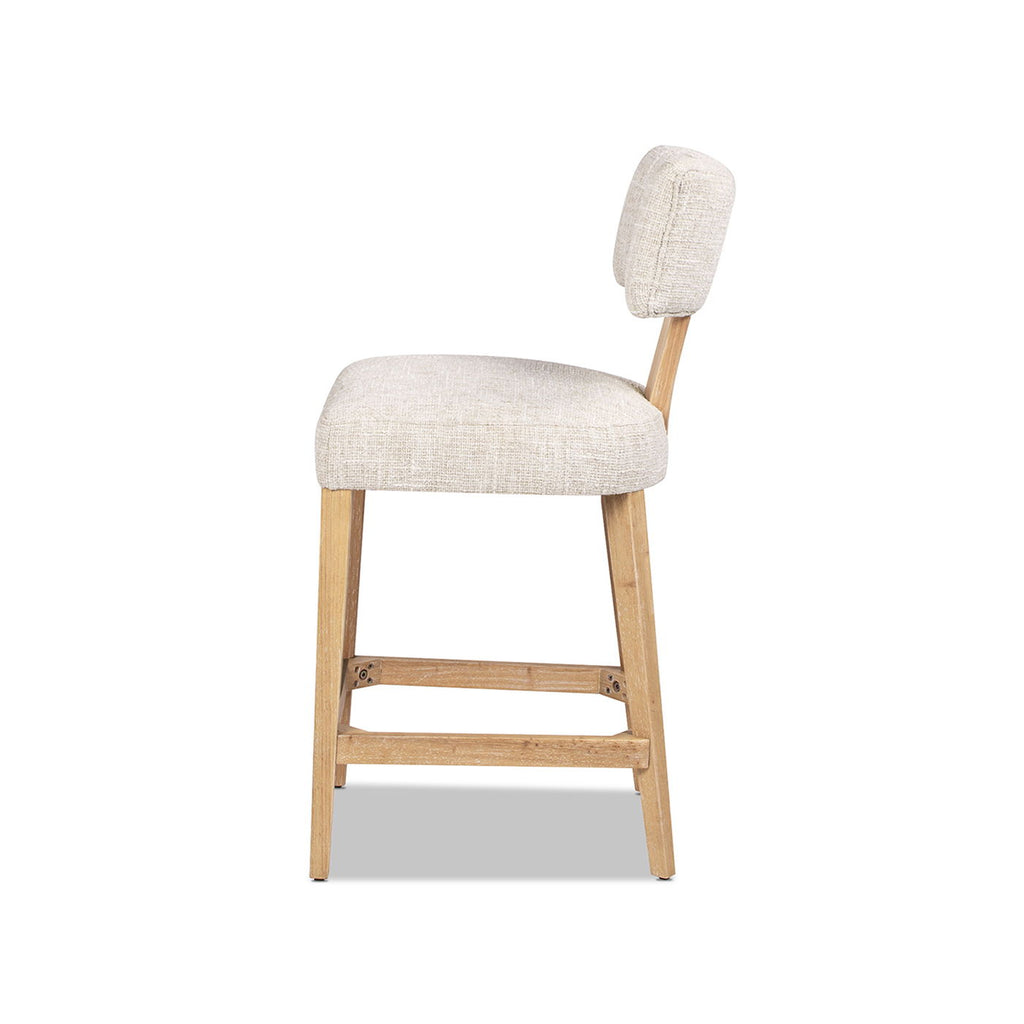 Round Arched Upholstered Counter Stool Set with Open Back - Travertine Beige