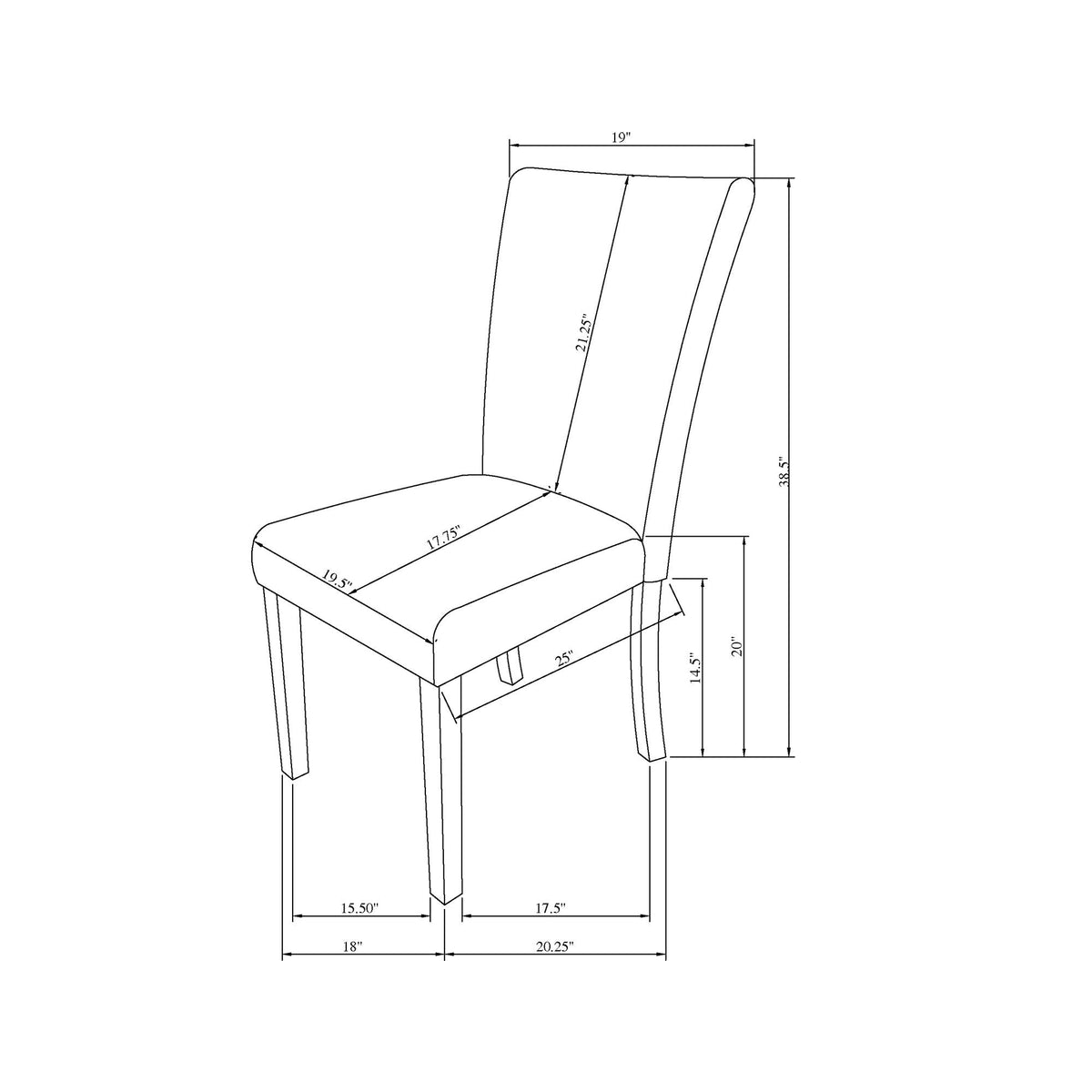 Gray Dining Chair Set with Solid Back - Fabric Upholstery