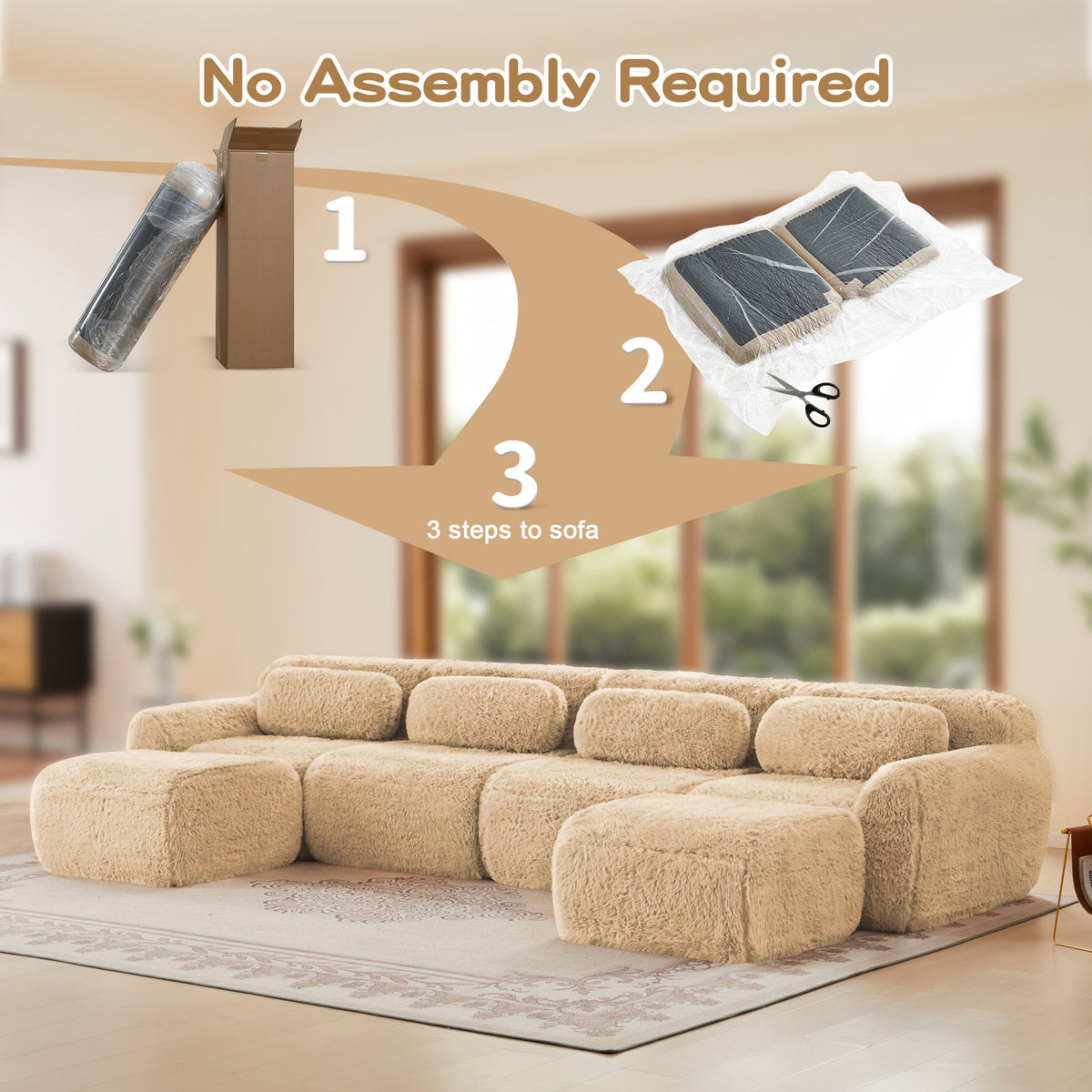 U-Shaped Boneless Sofa with Anti-Slip Design