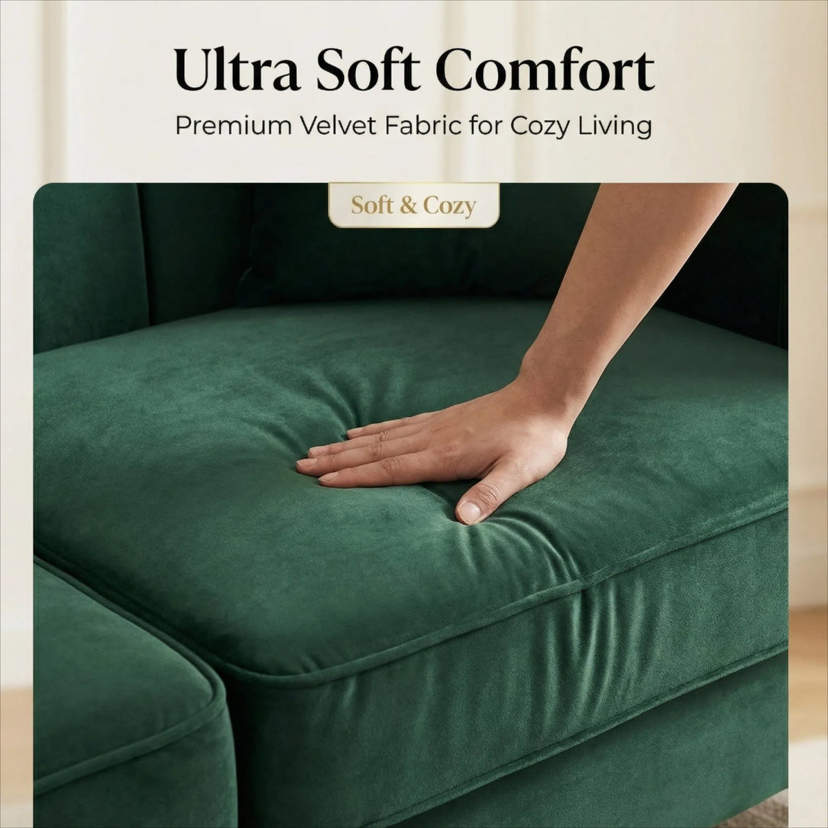 Velvet Sofa with Durable Construction - Gray