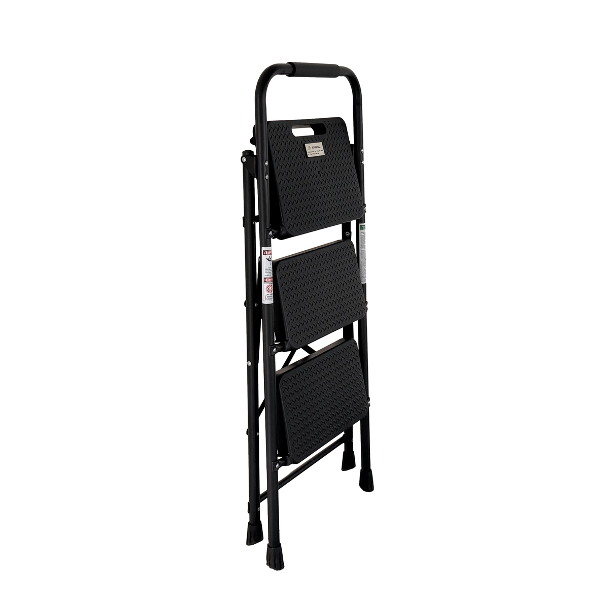3 Step Ladder Folding Step Stool with Wide Anti-Slip Pedal - Black