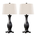 Contemporary Table Lamp Set with Linen Shade - Oil Rubbed Bronze / Oat