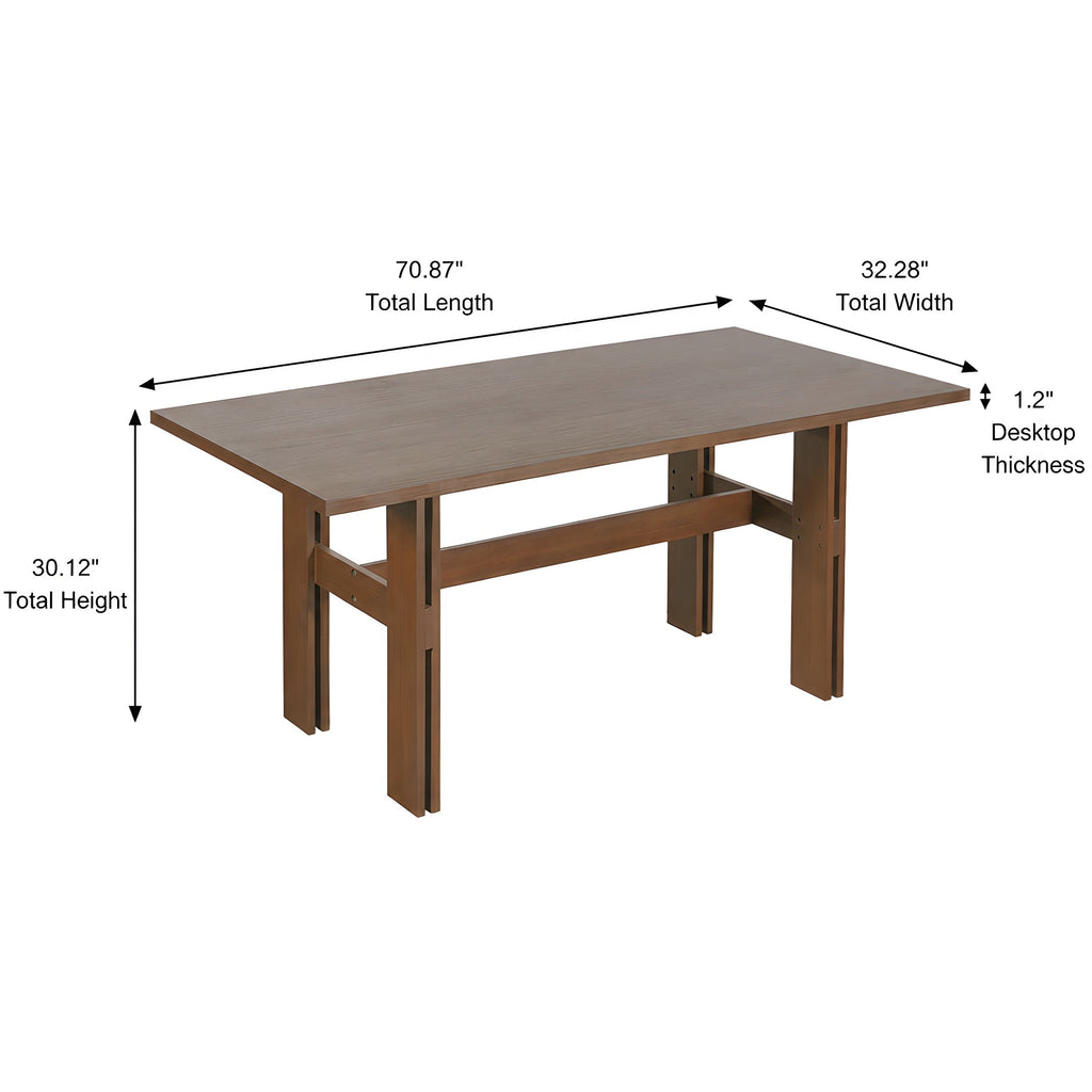 Solid Wood 7 Piece Dining Set with Upholstered Chairs - Walnut Finish