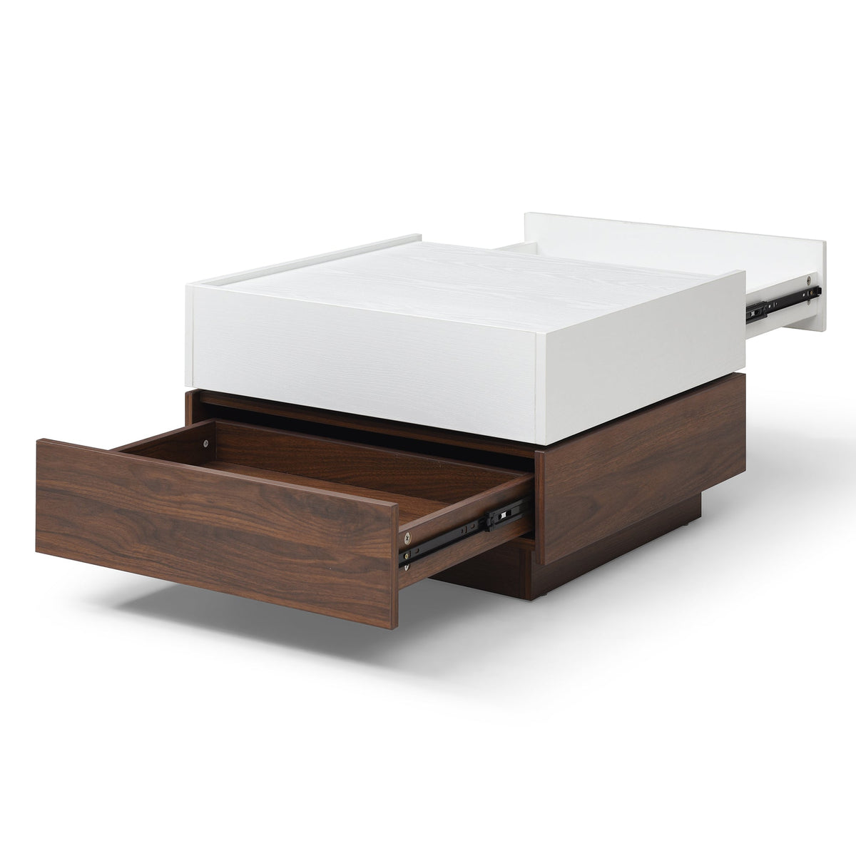 Rotating Coffee Table with 2 Drawers - Modern Storage Table