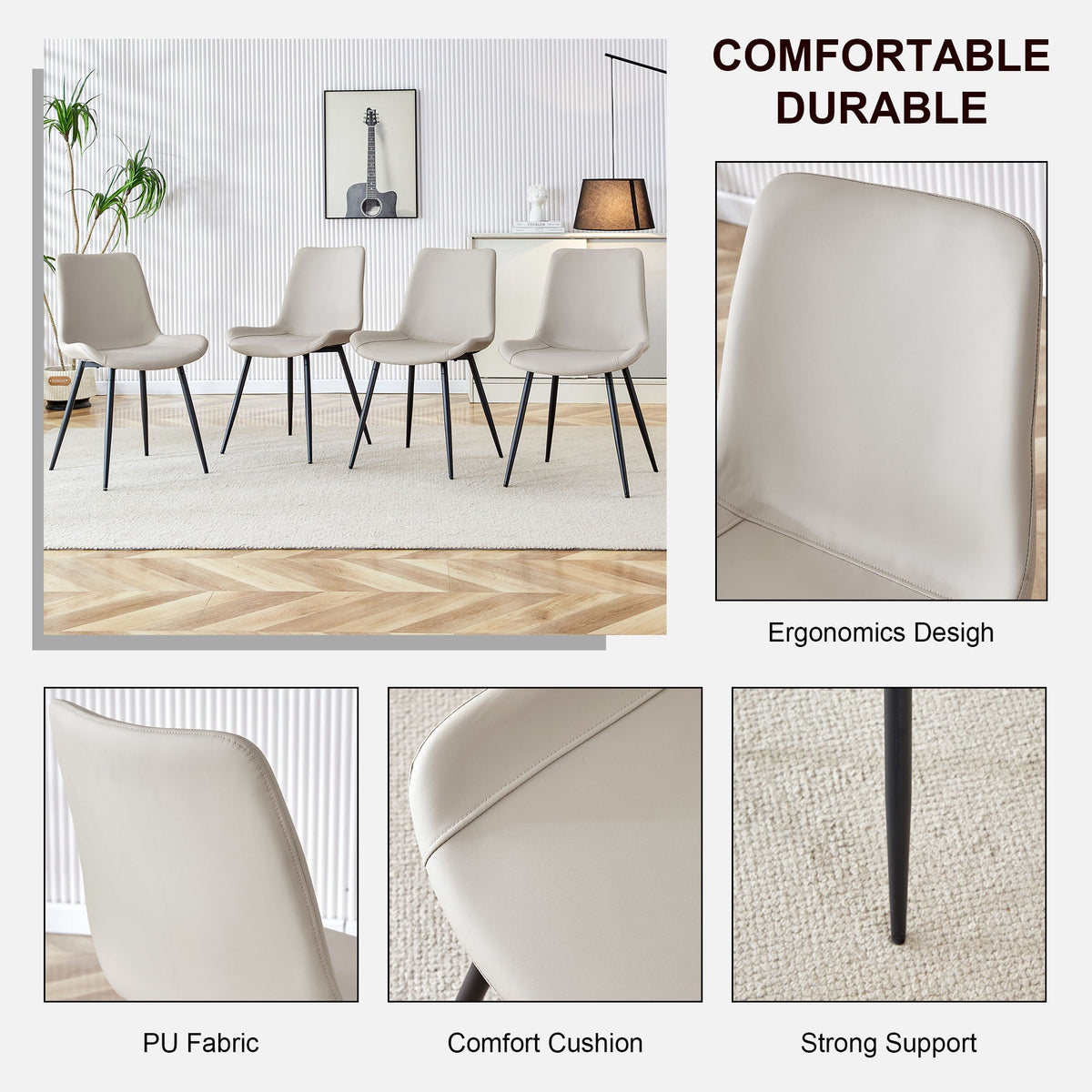 Modern Medieval Cushioned Chairs with Suede Backrest - Pearl Silver, White, or Gray