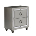 Gemstone Silver Nightstand with Mirror Accents - Chloe