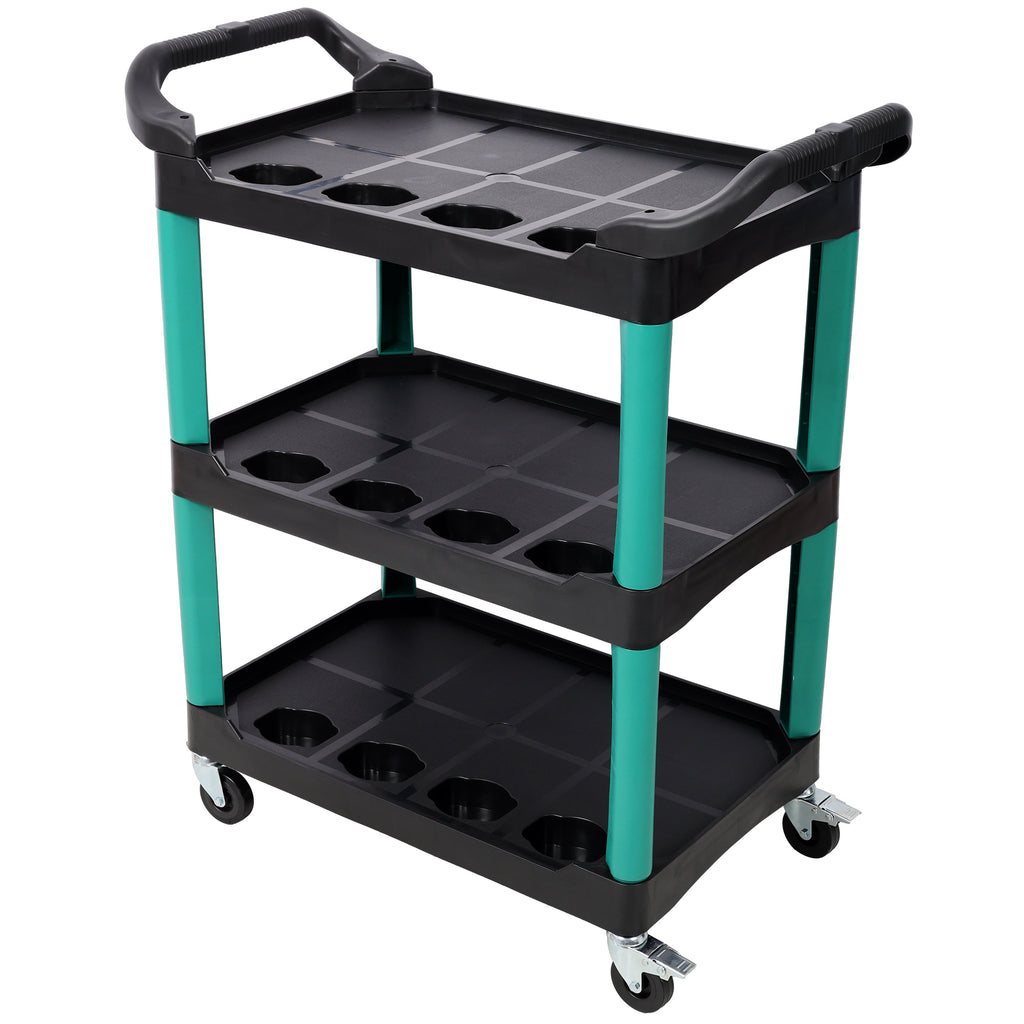 3 Tier Rolling Auto Detail Cart with Wheels - Durable Plastic Organizer