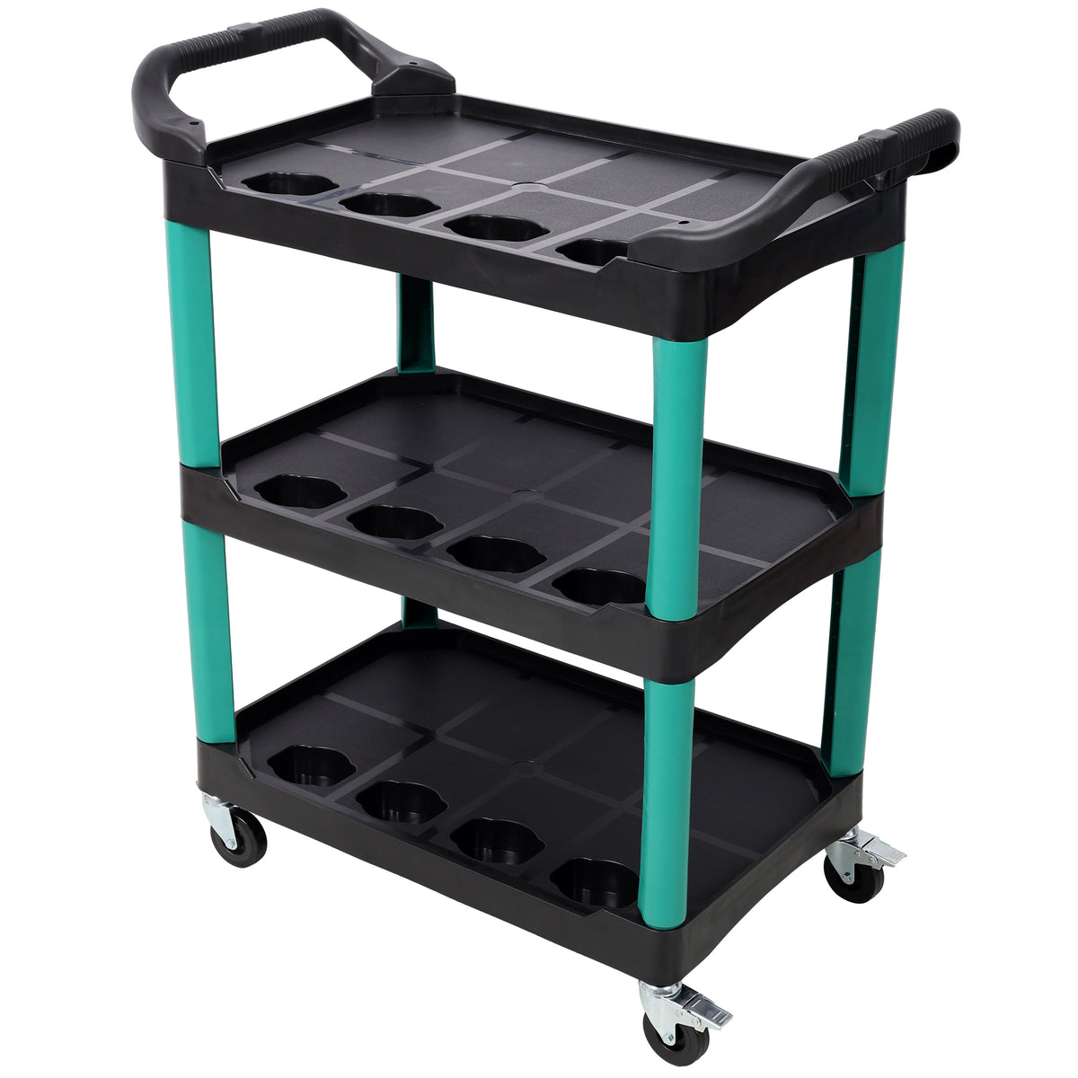 3 Tier Rolling Auto Detail Cart with Wheels - Durable Plastic Organizer