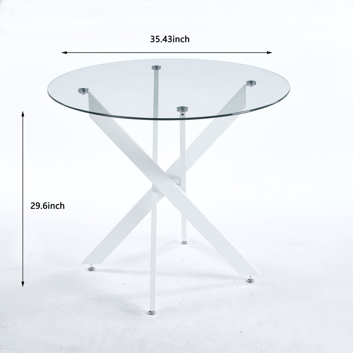 Dining Table With Cross Metal Leg And Tempered Glass