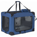 40" Soft Dog Crate with Fleece Mat - 3 Mesh Doors - Dark Blue