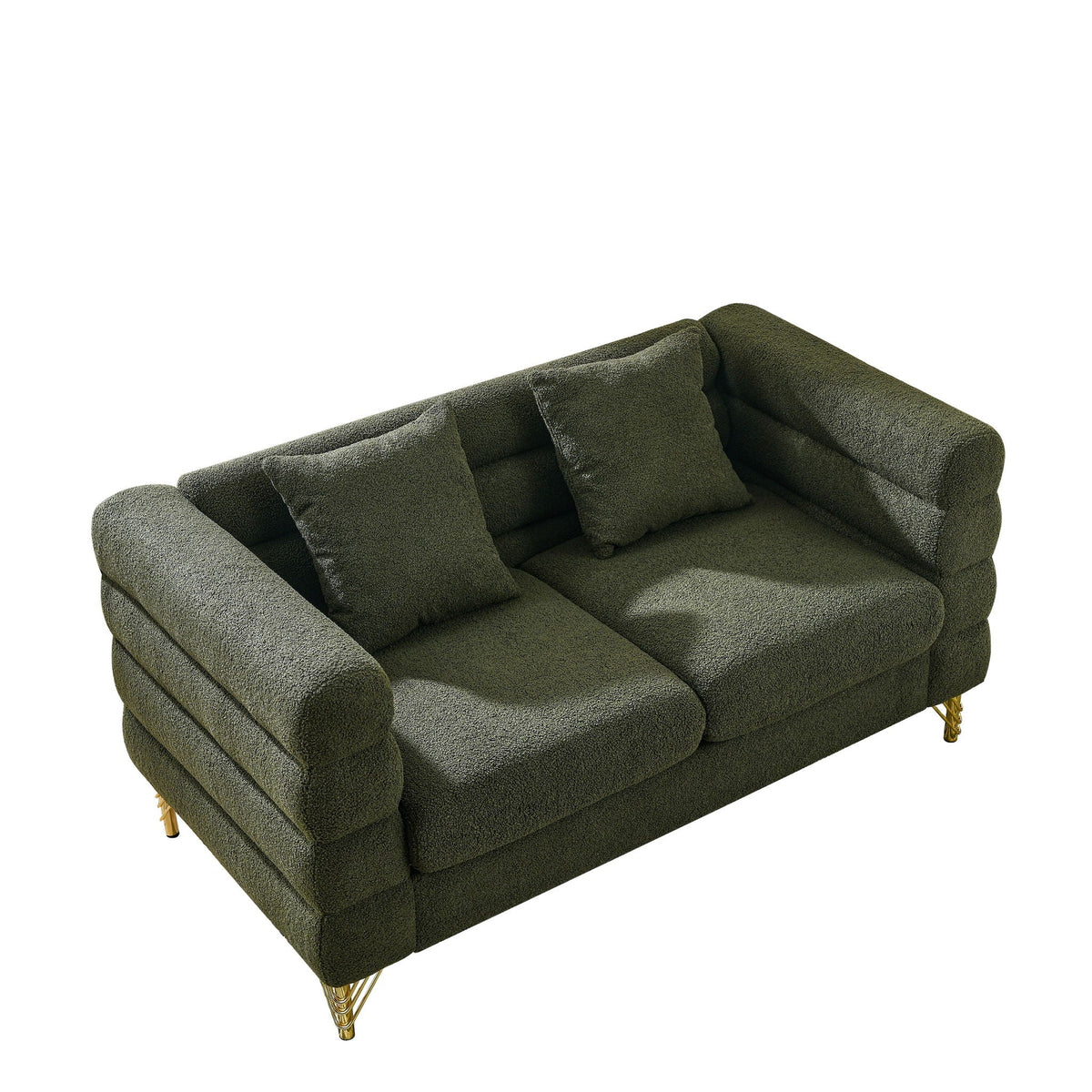 Oversized 2 Seater Sectional Sofa with Deep Seating and 2 Pillows - Dark Green or Beige