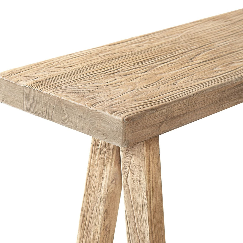 Trestle Coffee Table with Solid Reclaimed Elm Construction - Dark or Light Brown