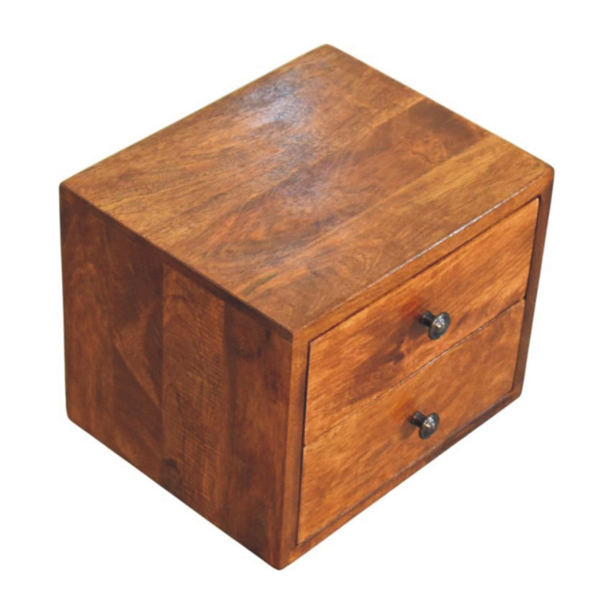 Solid Wood Wall-Mounted Nightstand with Storage Drawers - Chestnut