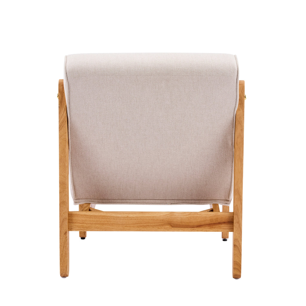 Fluffy Accent Chair Dark with Solid Wood Frame and Shearling Fabric - Dark Beige