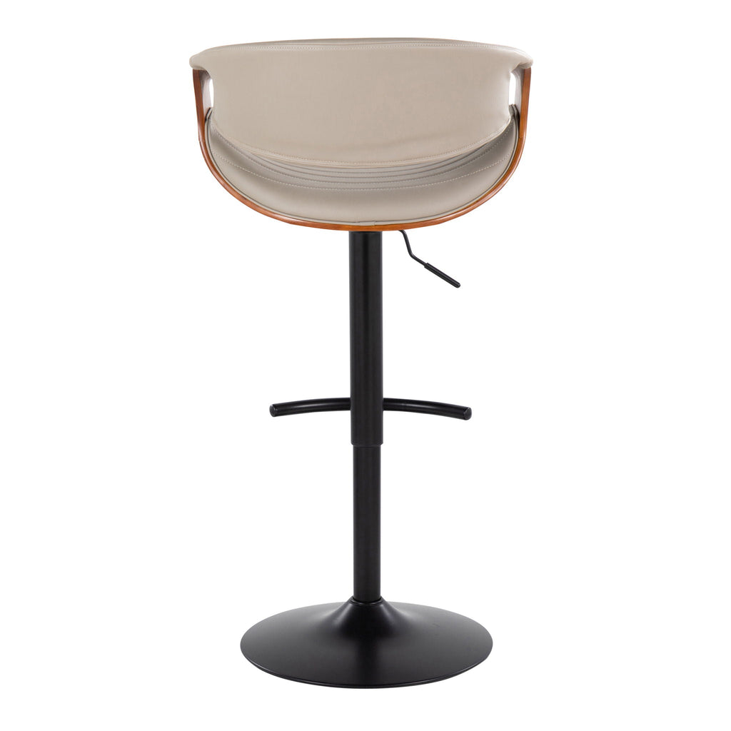 Symphony Mid Century Modern Adjustable Barstool Set with Swivel and T Footrest - Black, Beige, Pearl Silver