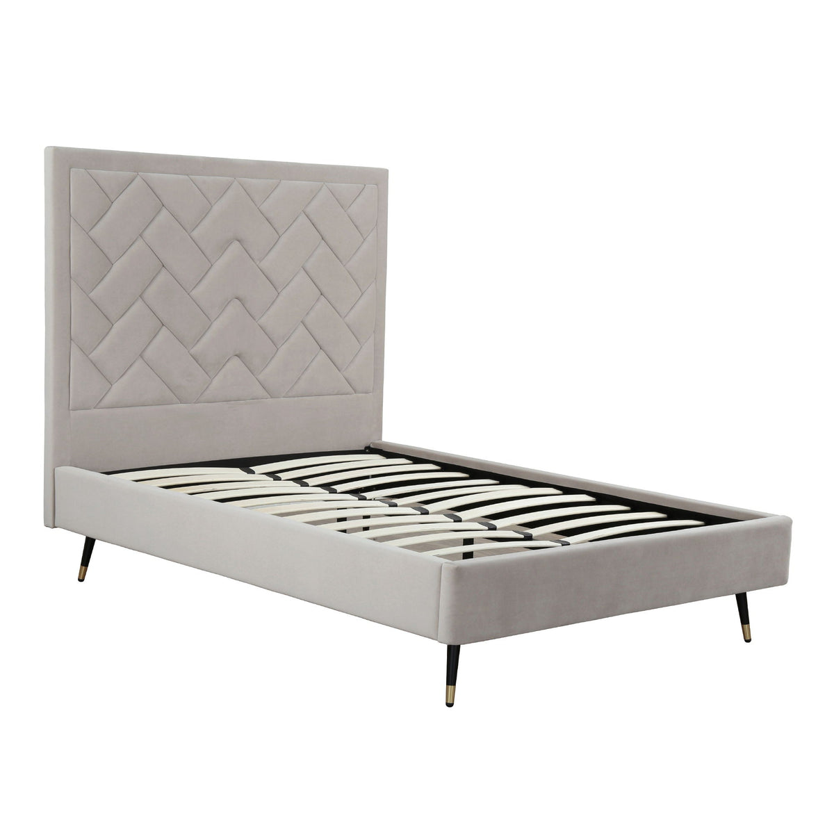Upholstered Bed with Headboard and Slats - Multiple Colors
