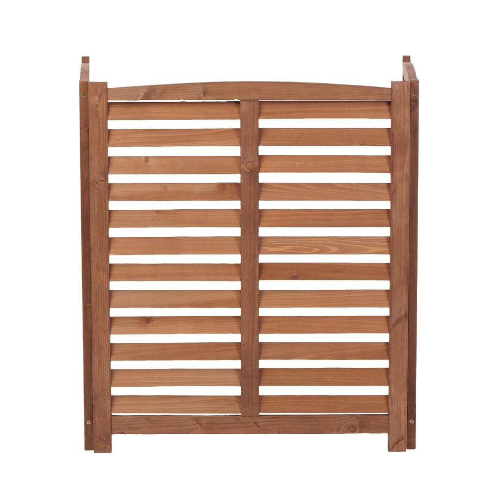 3 Panel Outdoor Wooden Air Conditioner Fence with Privacy Screen - Light Brown or Dark Gray
