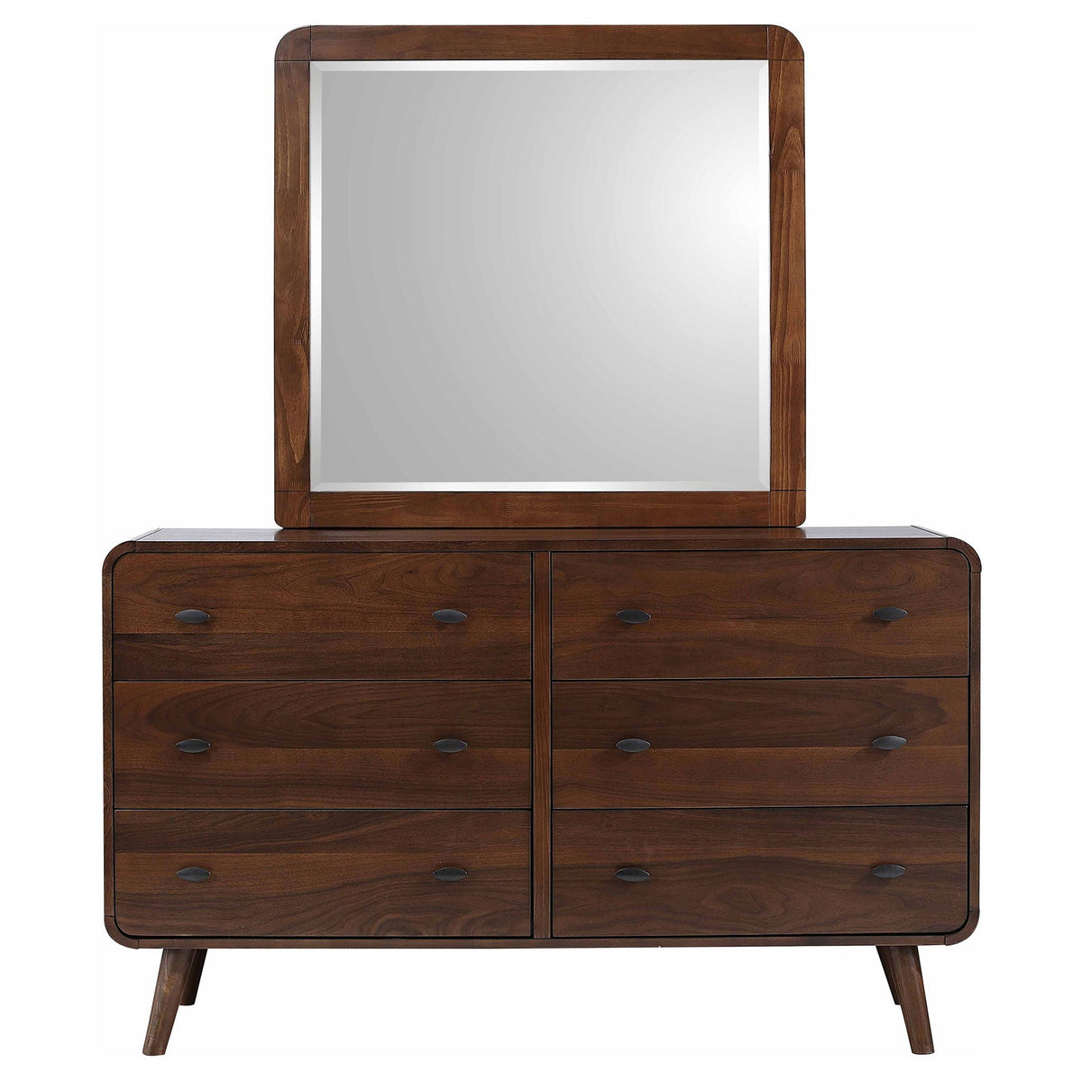 Robyn 6-drawer Dresser with Mirror Dark Walnut