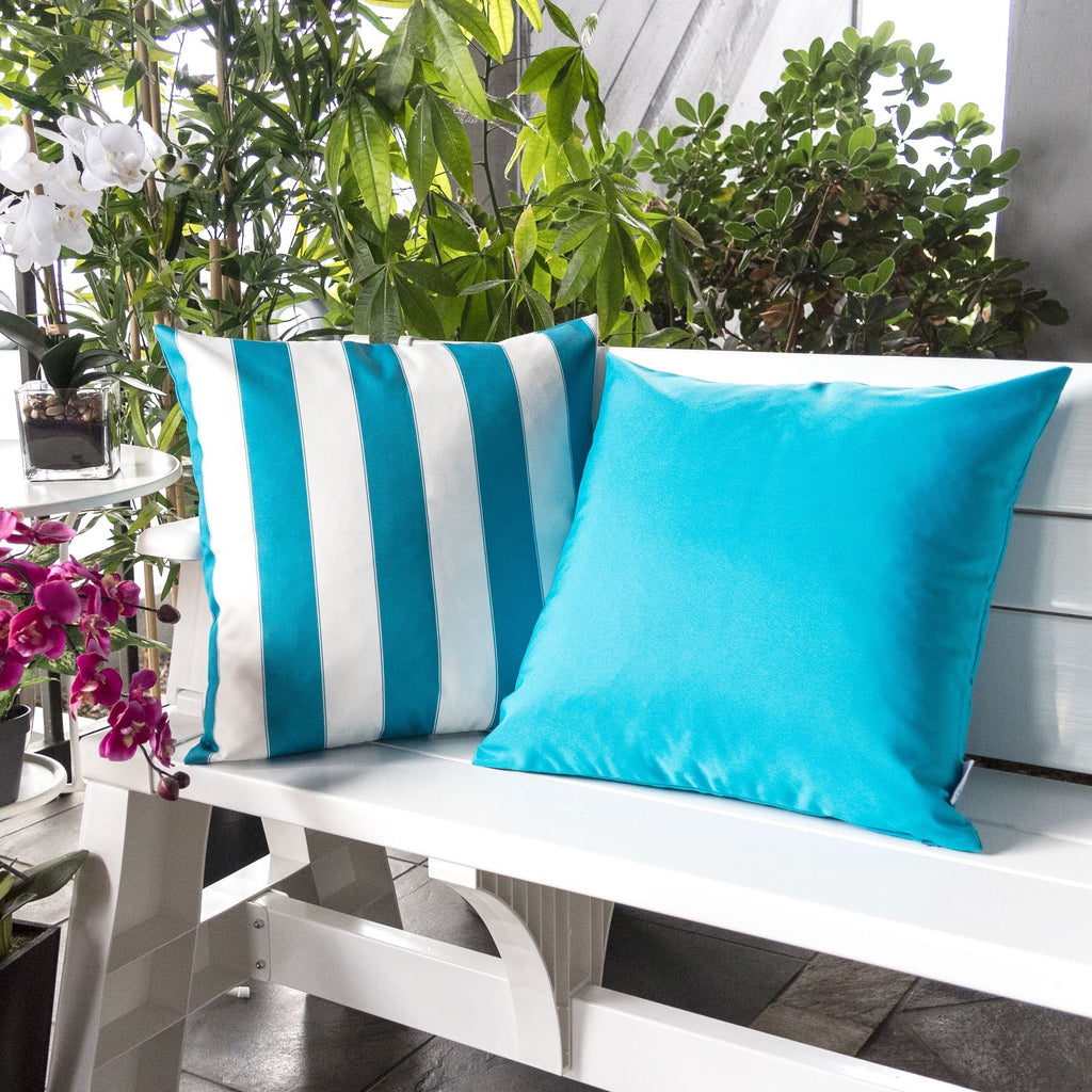 Horizon Stripe Pillow Set of 2 with Weather Resistant Polyester - Multi-Stripe