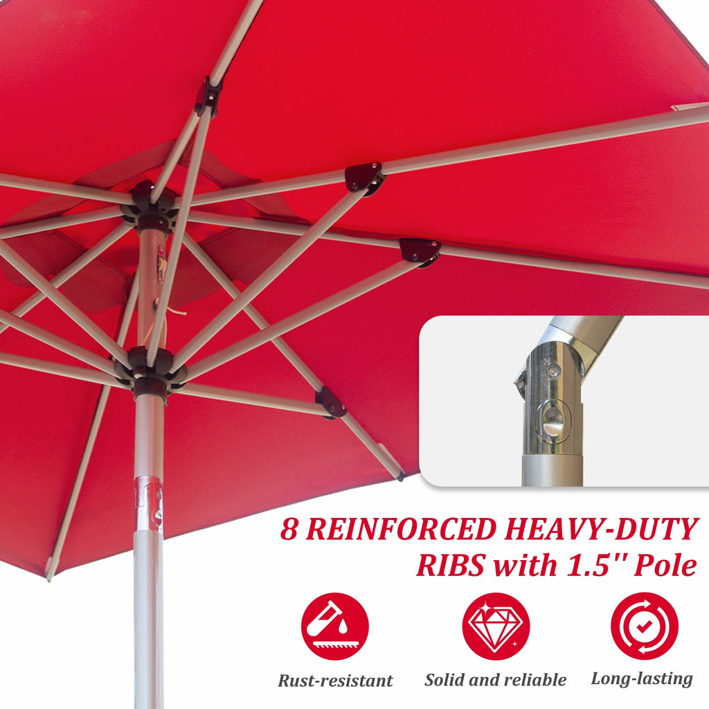 Rectangle Patio Umbrella with Crank Lift and Tilt Function - Brick