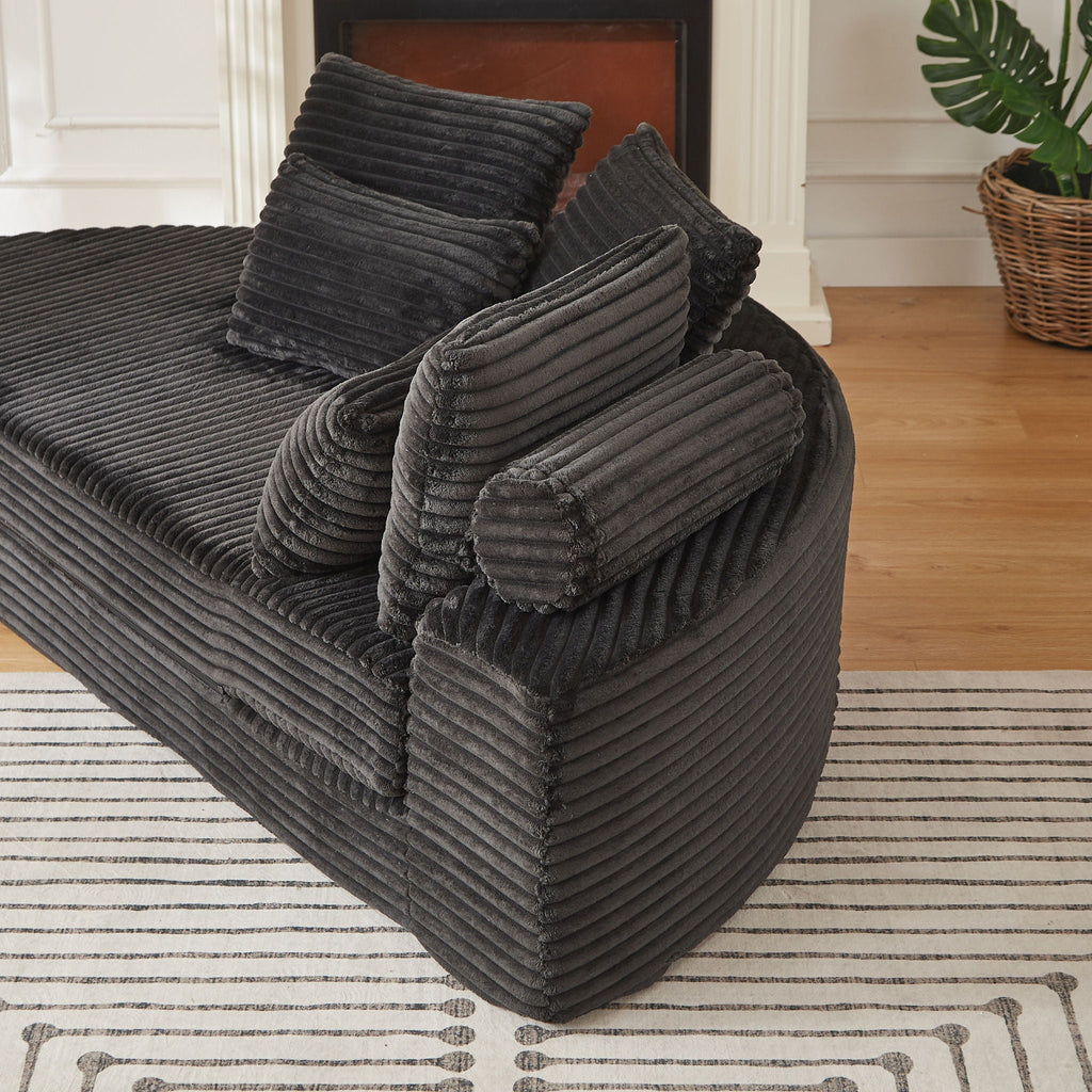 Semi Circular 2-in-1 Sofa Bed with Neck Pillow and Throw Pillows – Multiple Colors