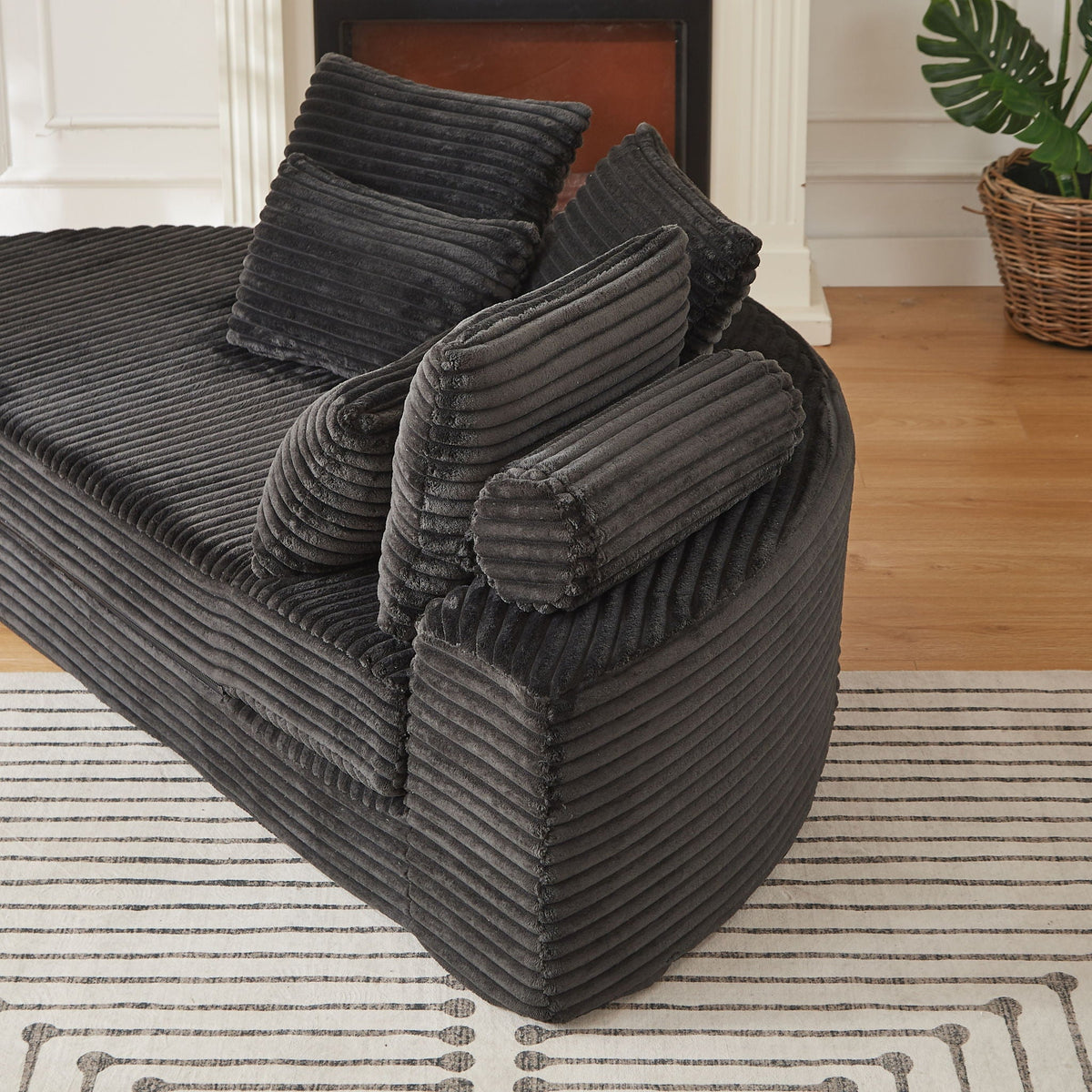 Semi Circular 2-in-1 Sofa Bed with Neck Pillow and Throw Pillows – Multiple Colors