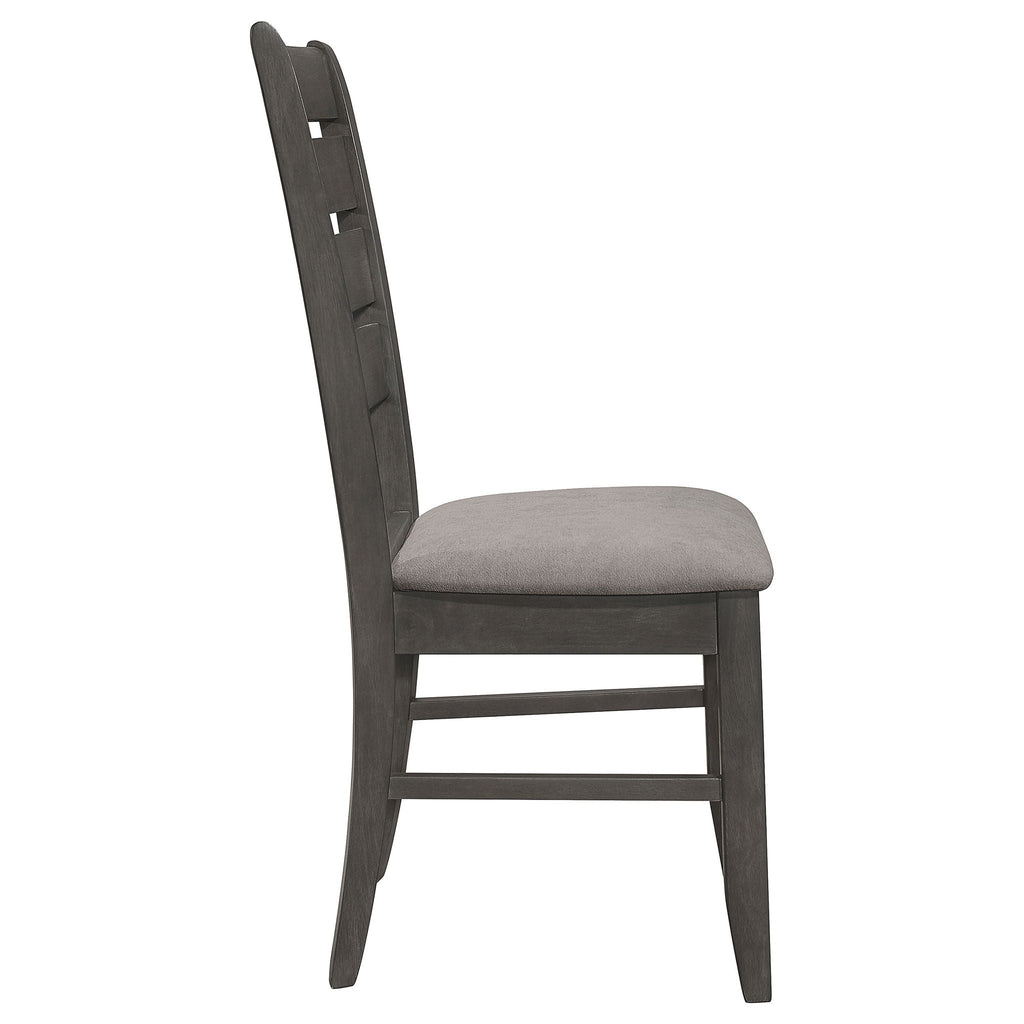 Padded Seat Dining Chairs with Tapered Slats - Set of 2, Dark Gray or Black