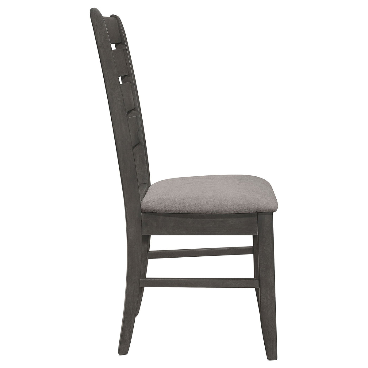 Padded Seat Dining Chairs with Tapered Slats - Set of 2, Dark Gray or Black