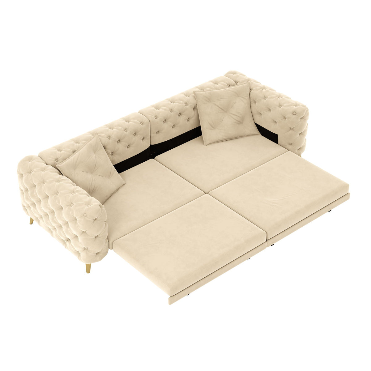 3-In-1 Convertible Sleeper Sofa Set with Deep Seat & Movable Ottoman - White, Beige, Gray