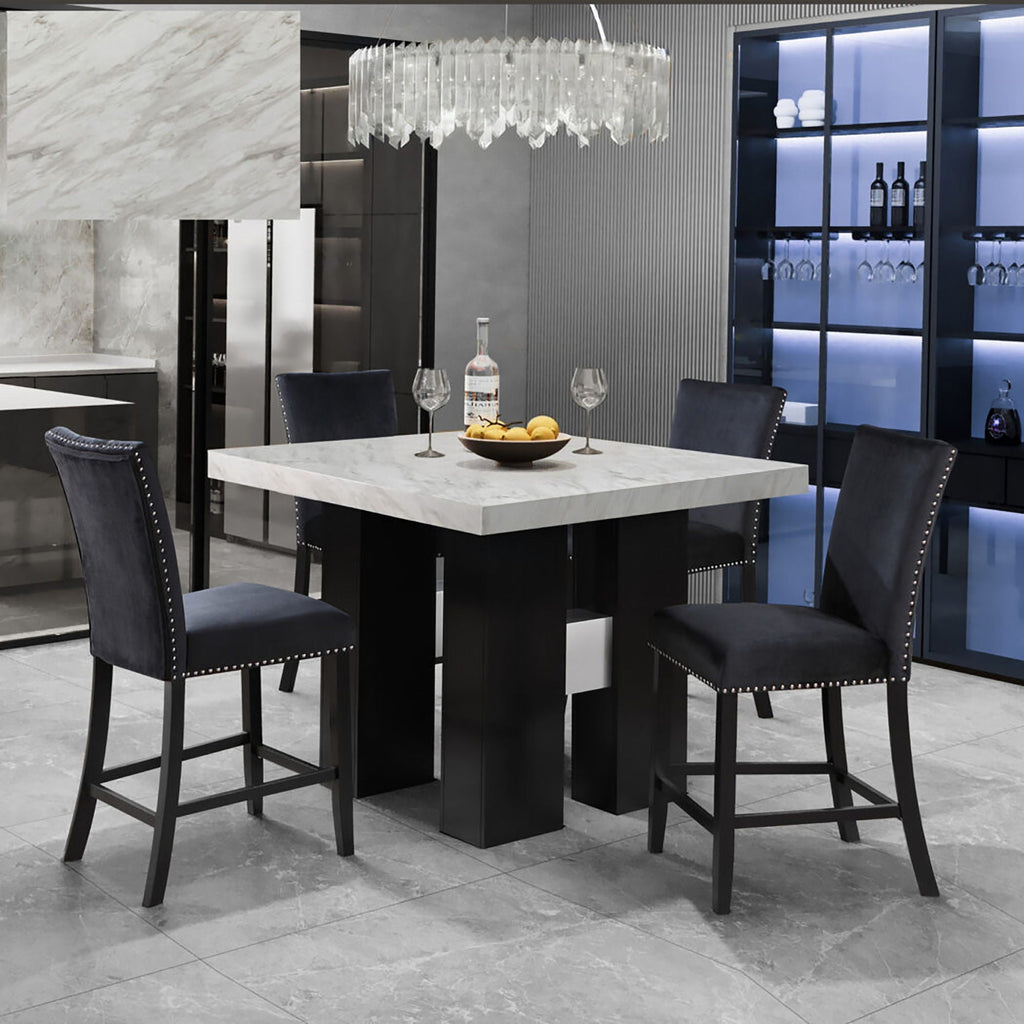 Mikha Bar Table with Extra Thick Top - Black, White, or Light Brown