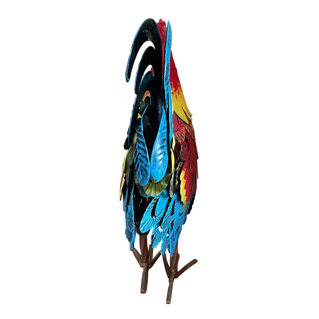 Wrought-Iron Rooster Garden Statue with Hand-Welded Detailing - Rustic
