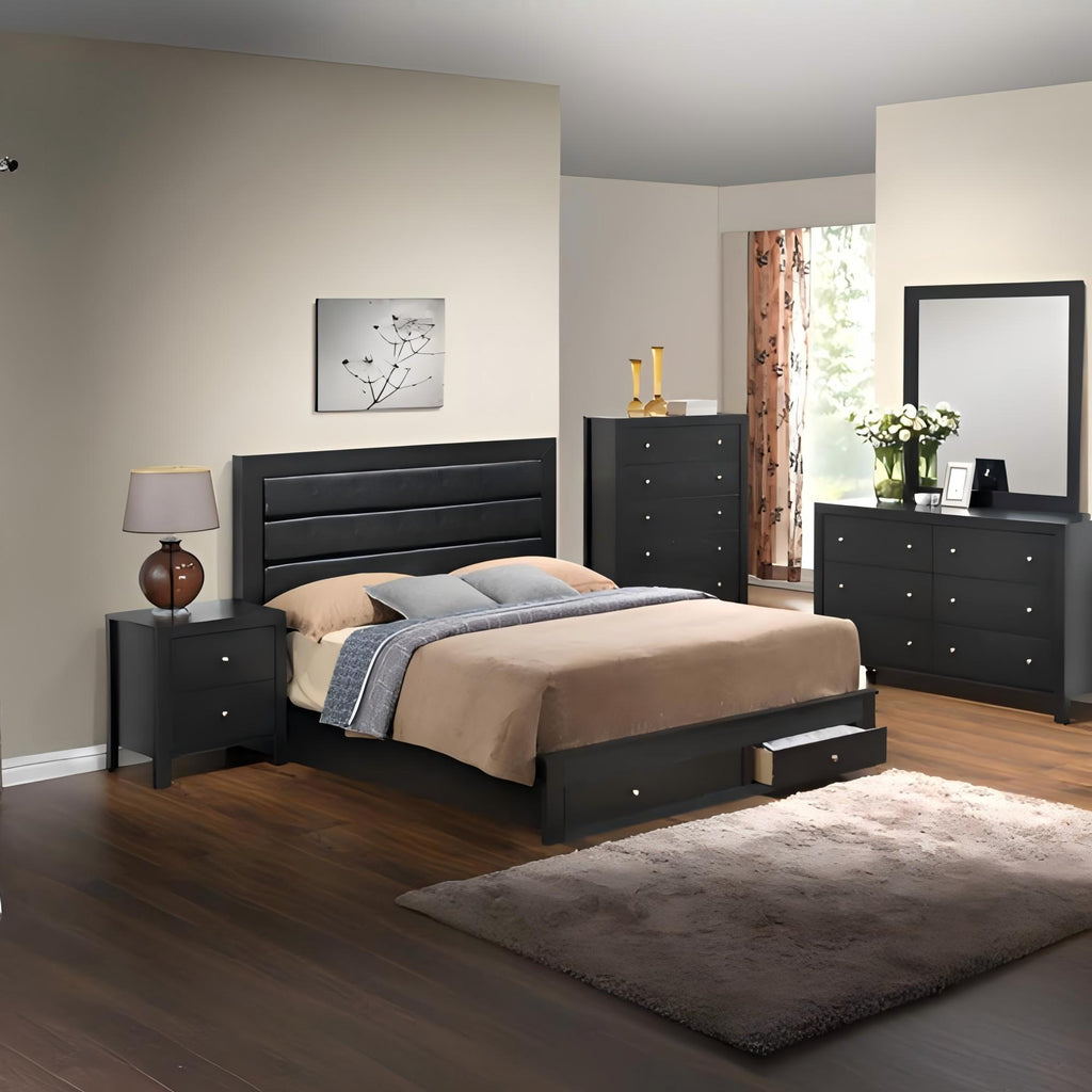 Elegant Storage Bed with Ample Storage - Dark Brown or Black