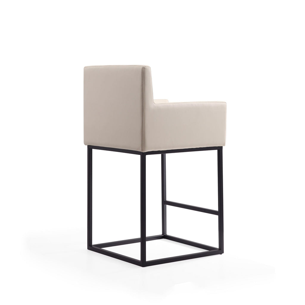Ambassador Counter Stool with Square Frame and Armrests - Dark Gray or Beige