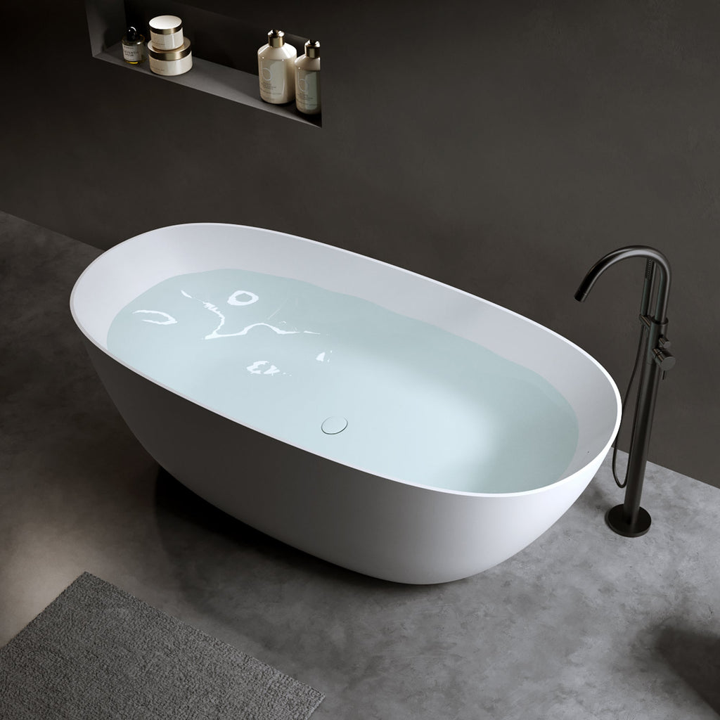 69" Freestanding Bathtub with Solid Resin Stone – White