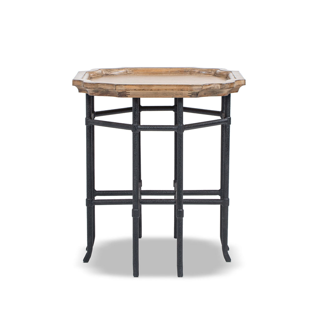Foundry 24" Square Reclaimed Pine Wood & Iron Side Table with Tray Top - Antique