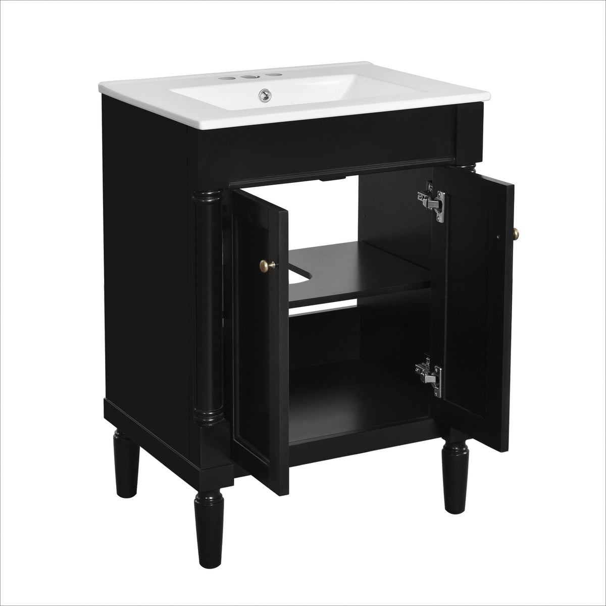 Bathroom Vanity With Top Sink and Two-Tier Storage Cabinet - Multiple Colors